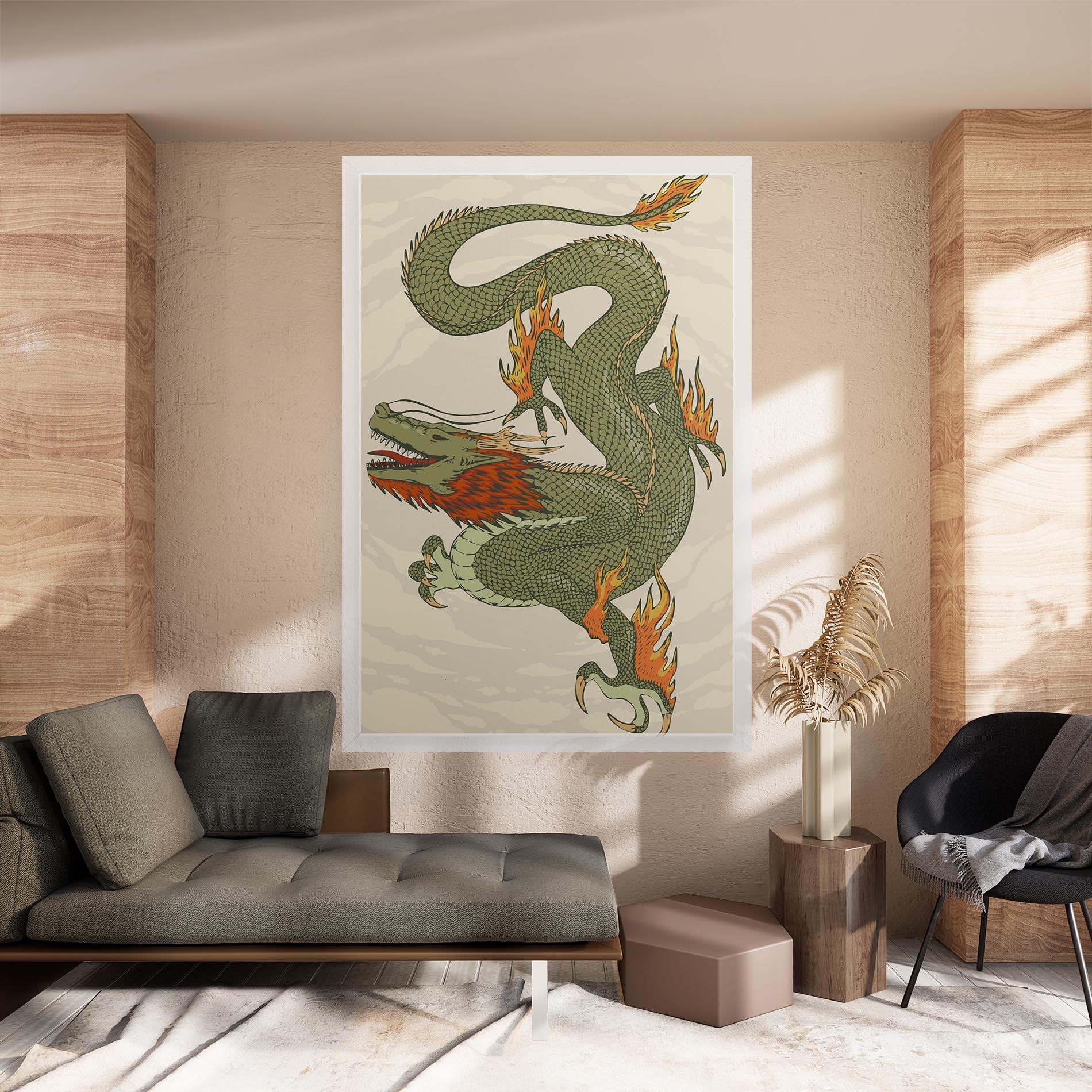 Leinwandbild Chinese Dragon Green mockup 8