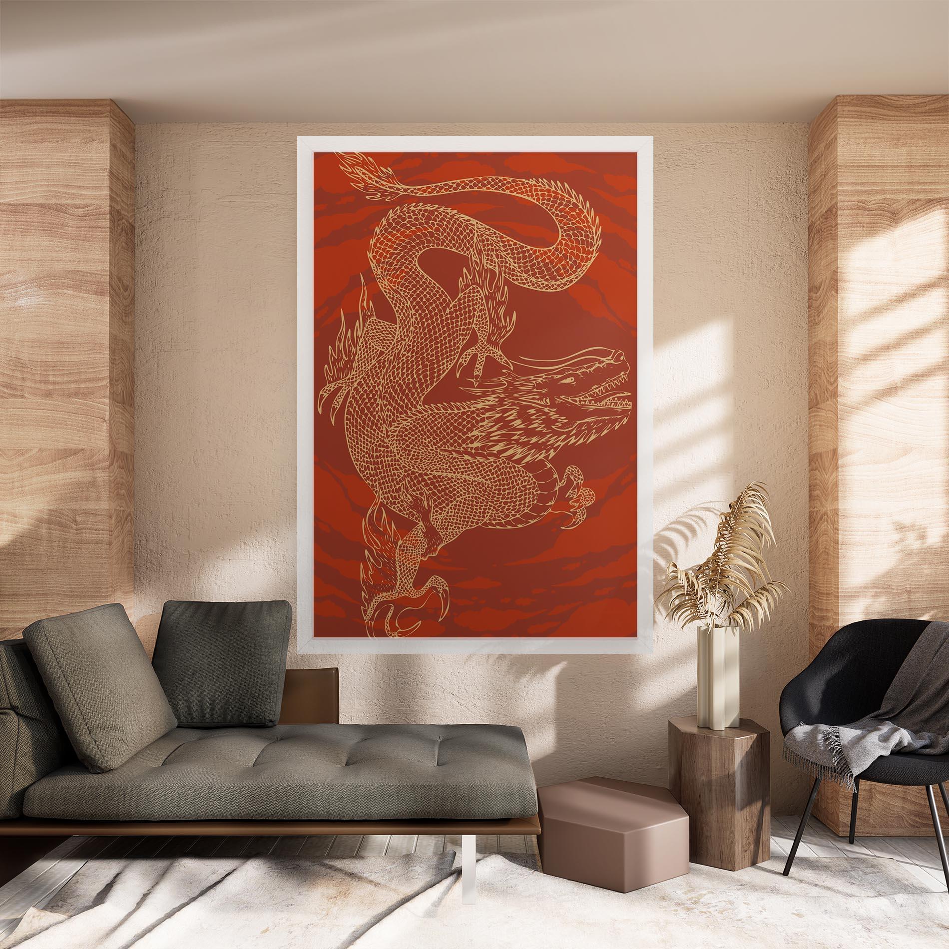 Leinwandbild Chinese Dragon Red mockup 8