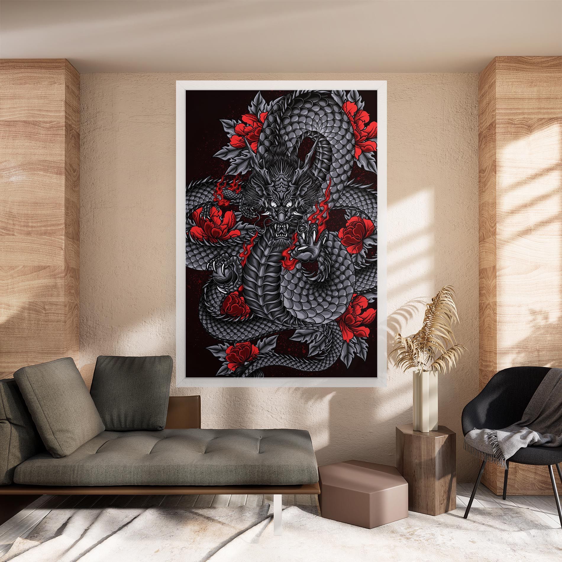 Red Flower Dragon mockup 8