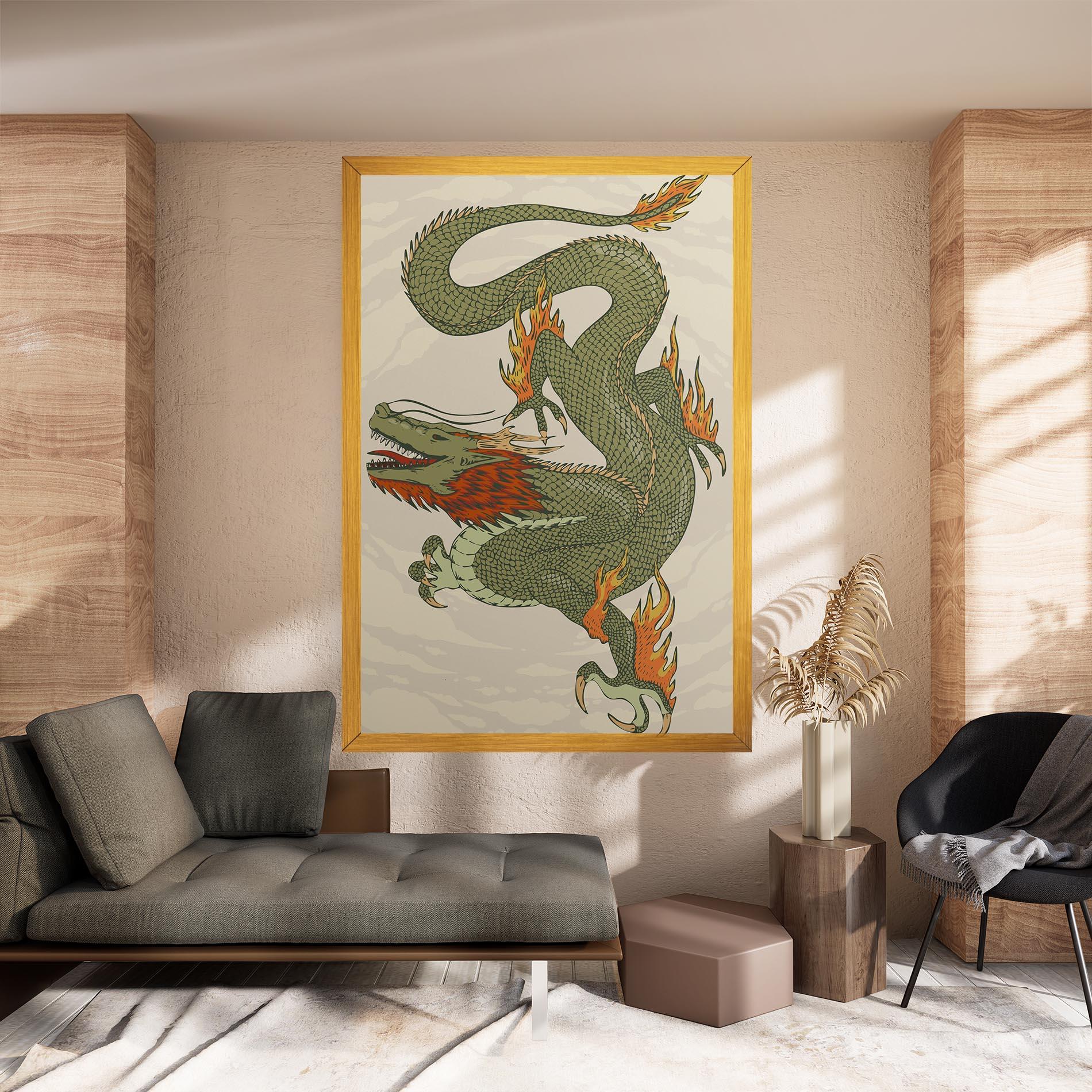 Leinwandbild Chinese Dragon Green mockup 8