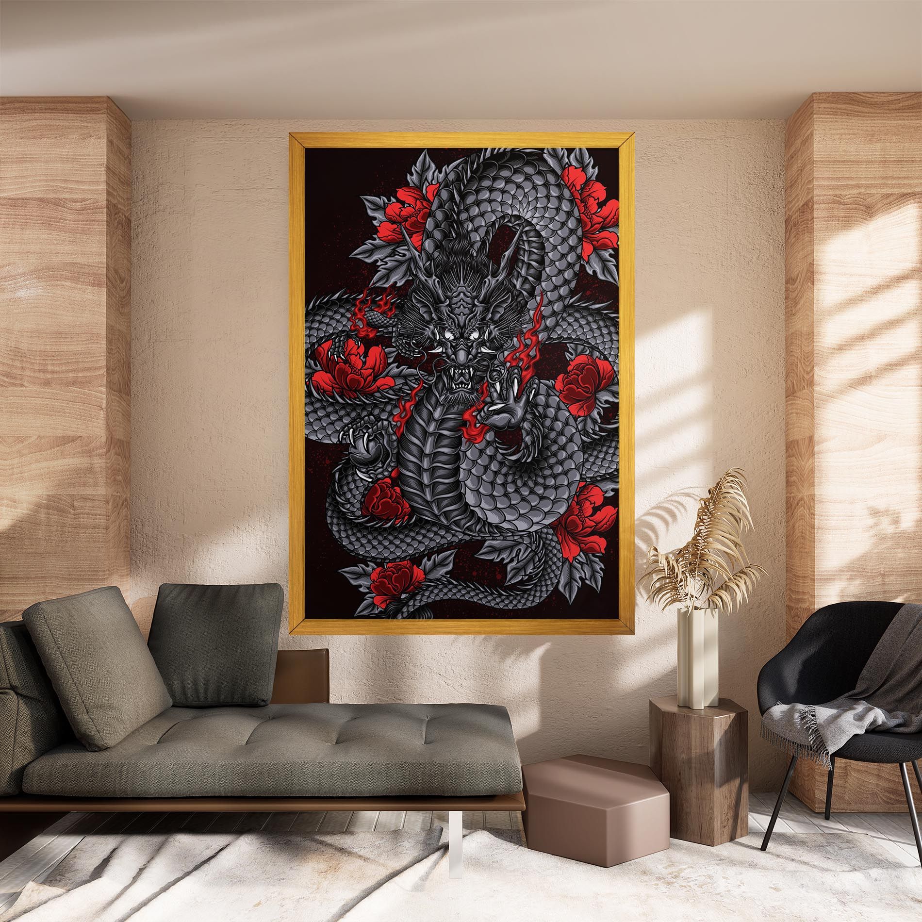 Red Flower Dragon mockup 8