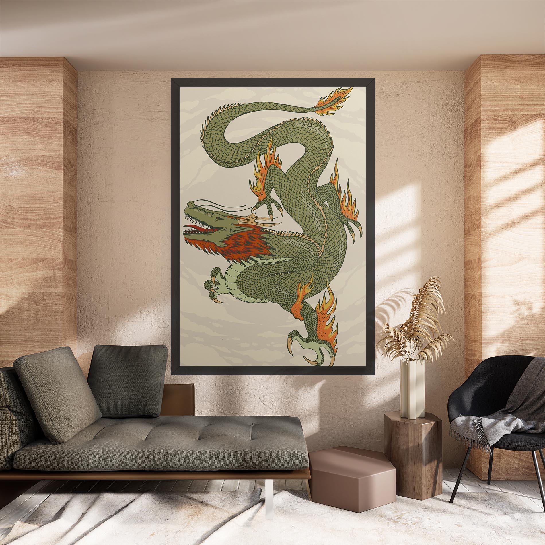 Leinwandbild Chinese Dragon Green mockup 8