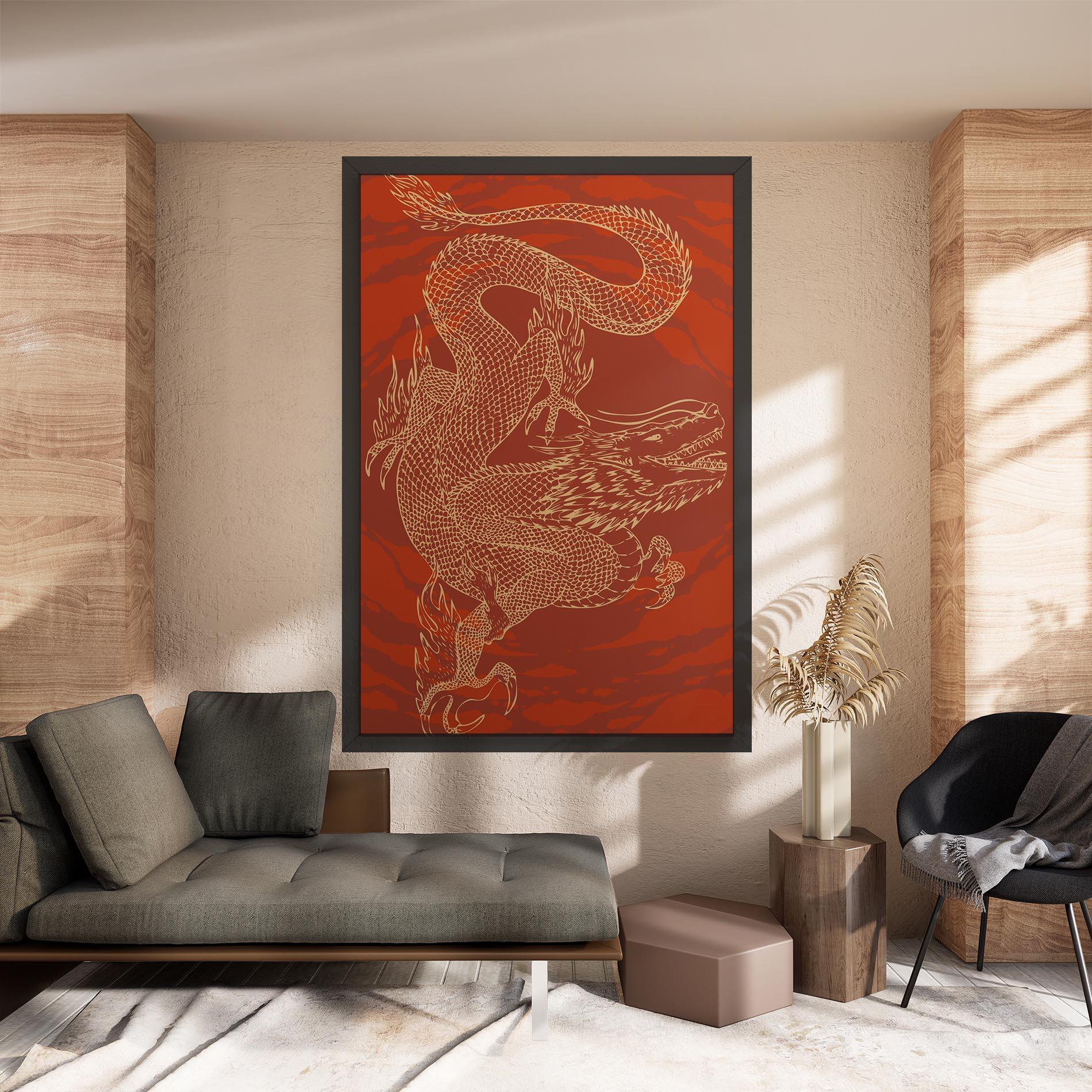 Leinwandbild Chinese Dragon Red mockup 8