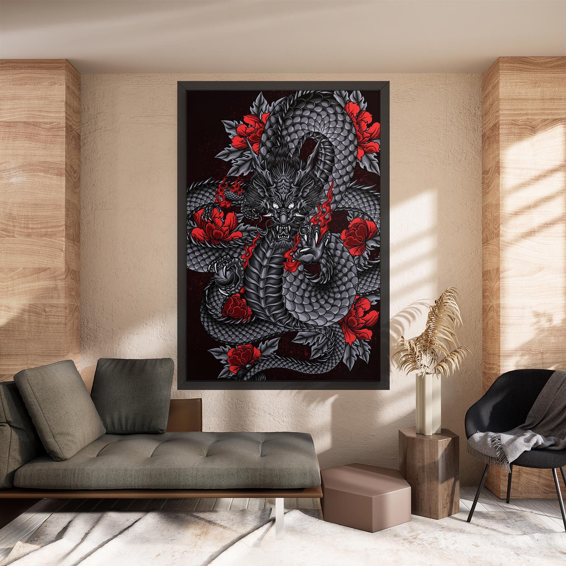 Red Flower Dragon mockup 8