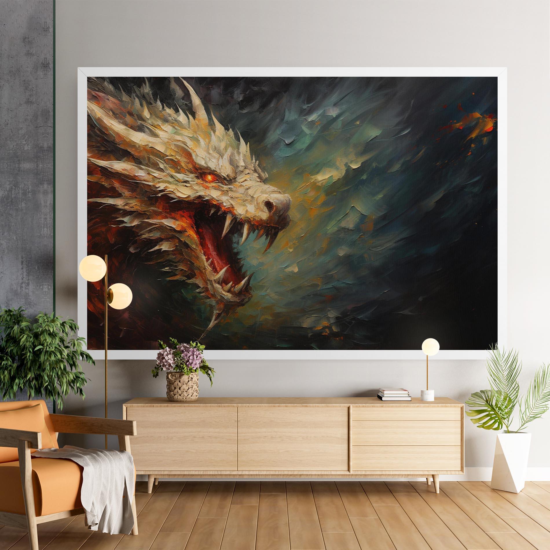 Leinwandbild Angry Dragon Painting mockup 9