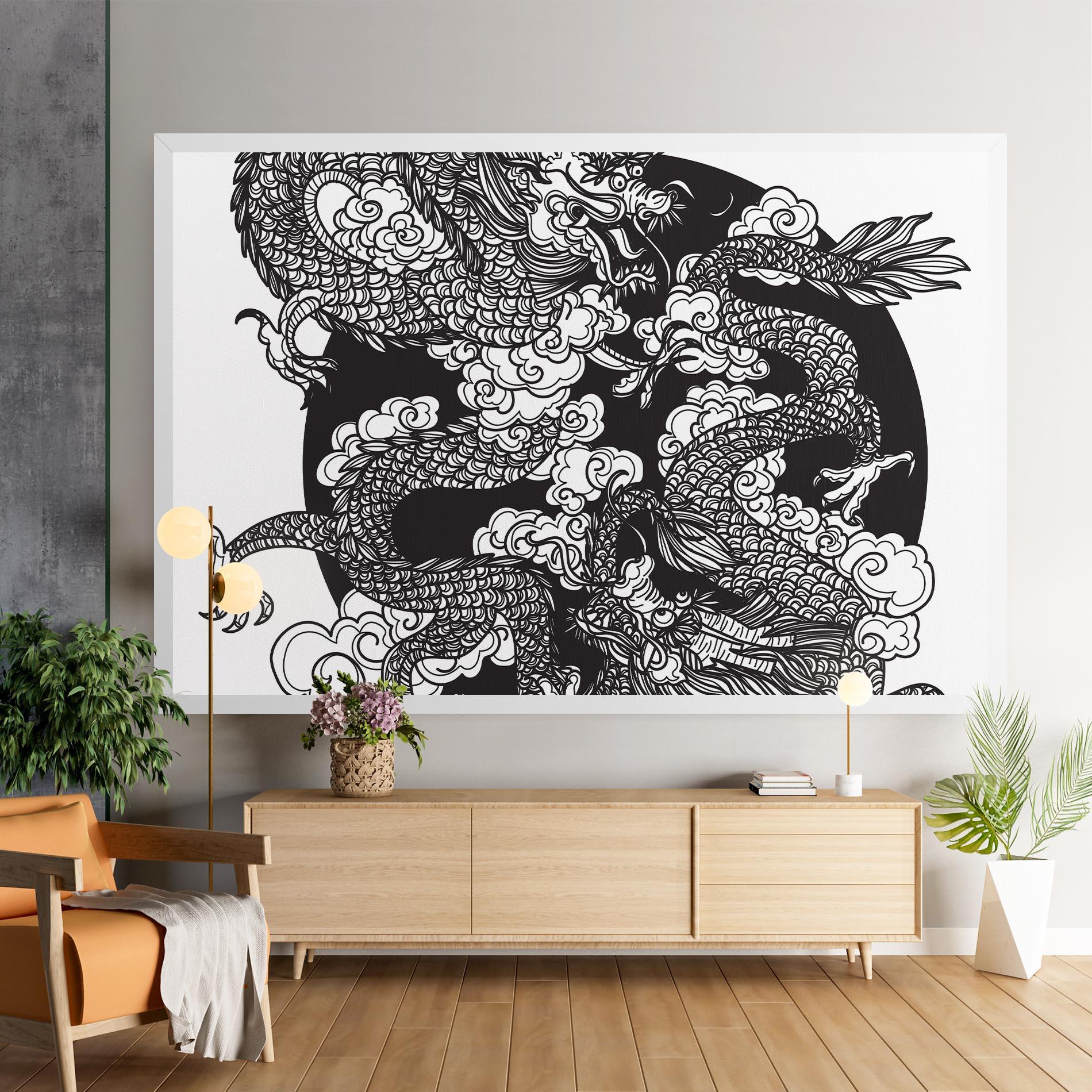 Leinwandbild Grey Moon Dragon mockup 9