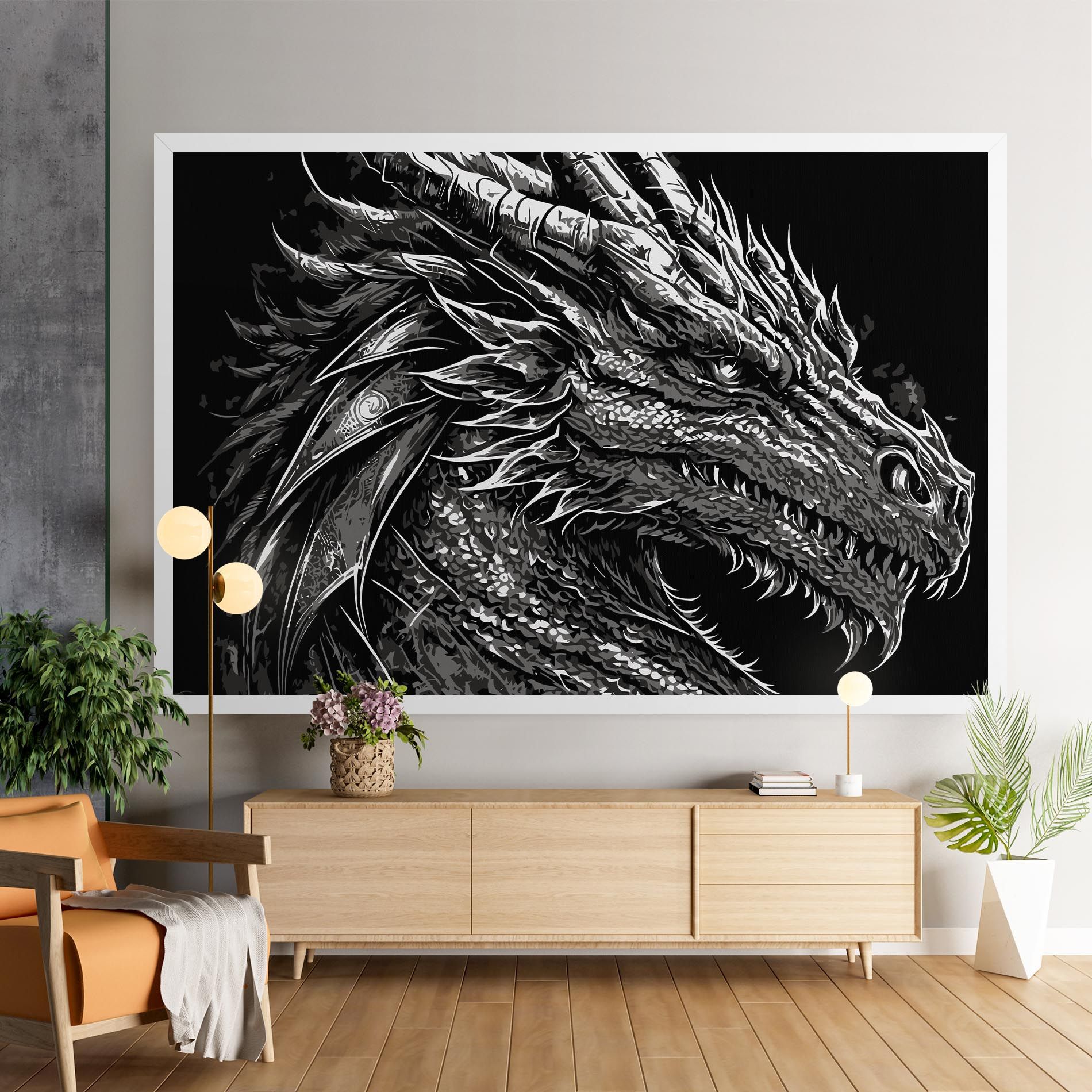 Grey White Dragon mockup 9