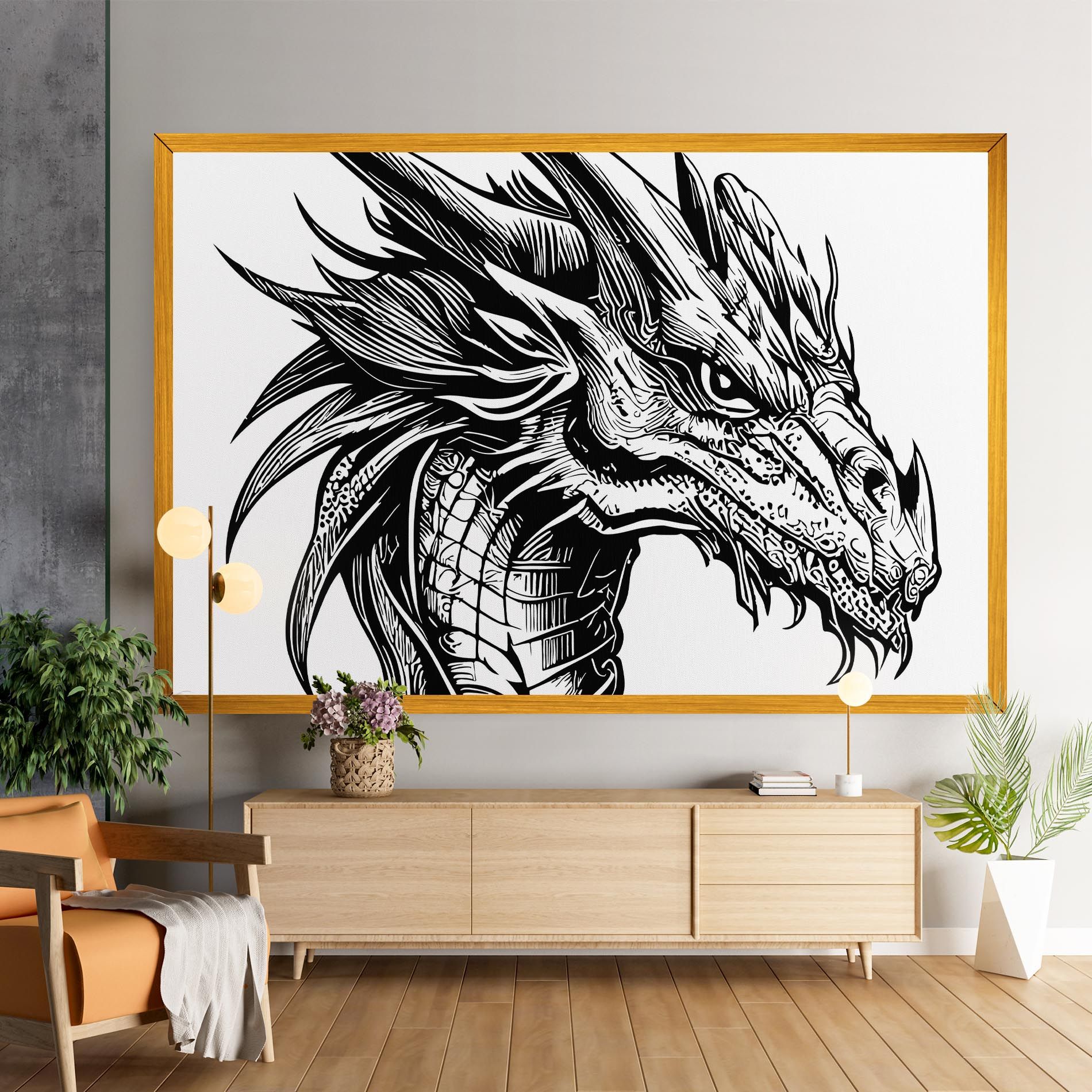 Black Line Dragon mockup 9
