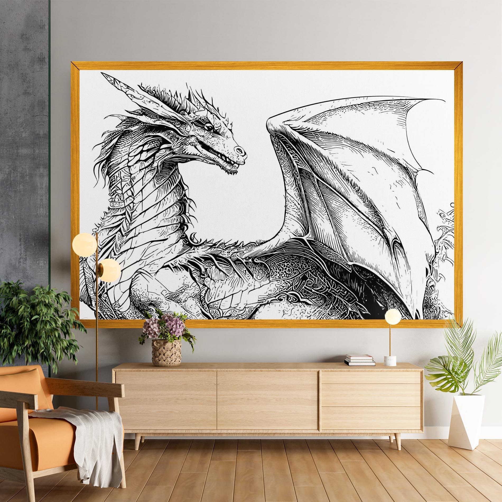 Leinwandbild Dragon Sketch mockup 9