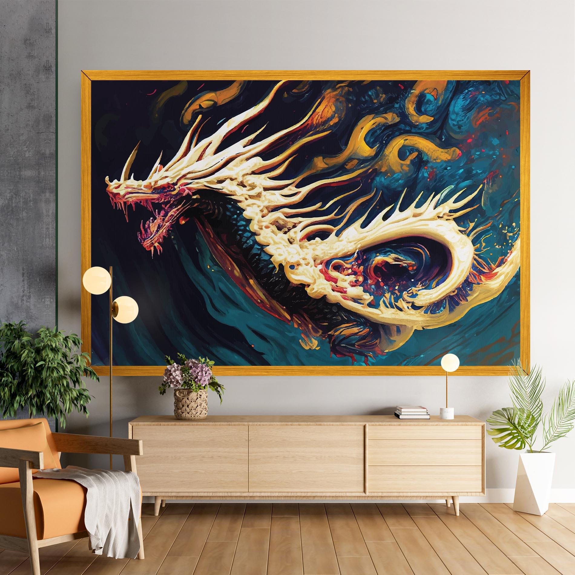 Leinwandbild Flying Acrylic Dragon mockup 9