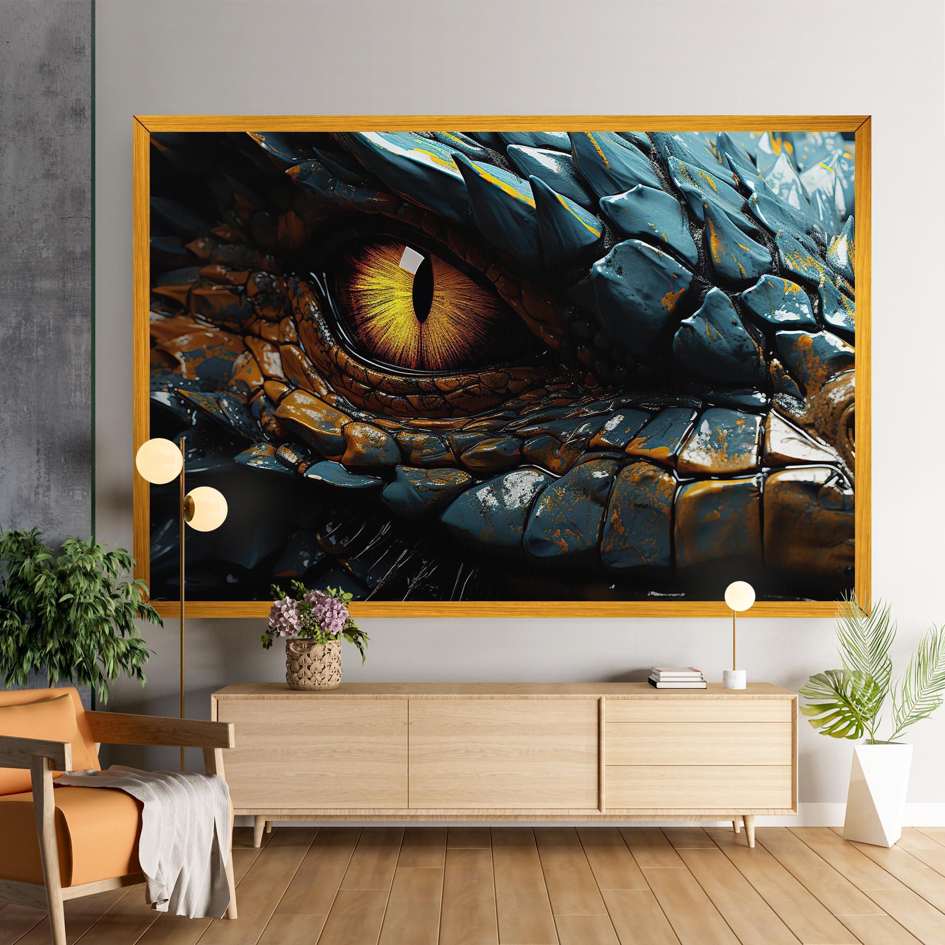 Leinwandbild Yellow Dragon Eye mockup 9