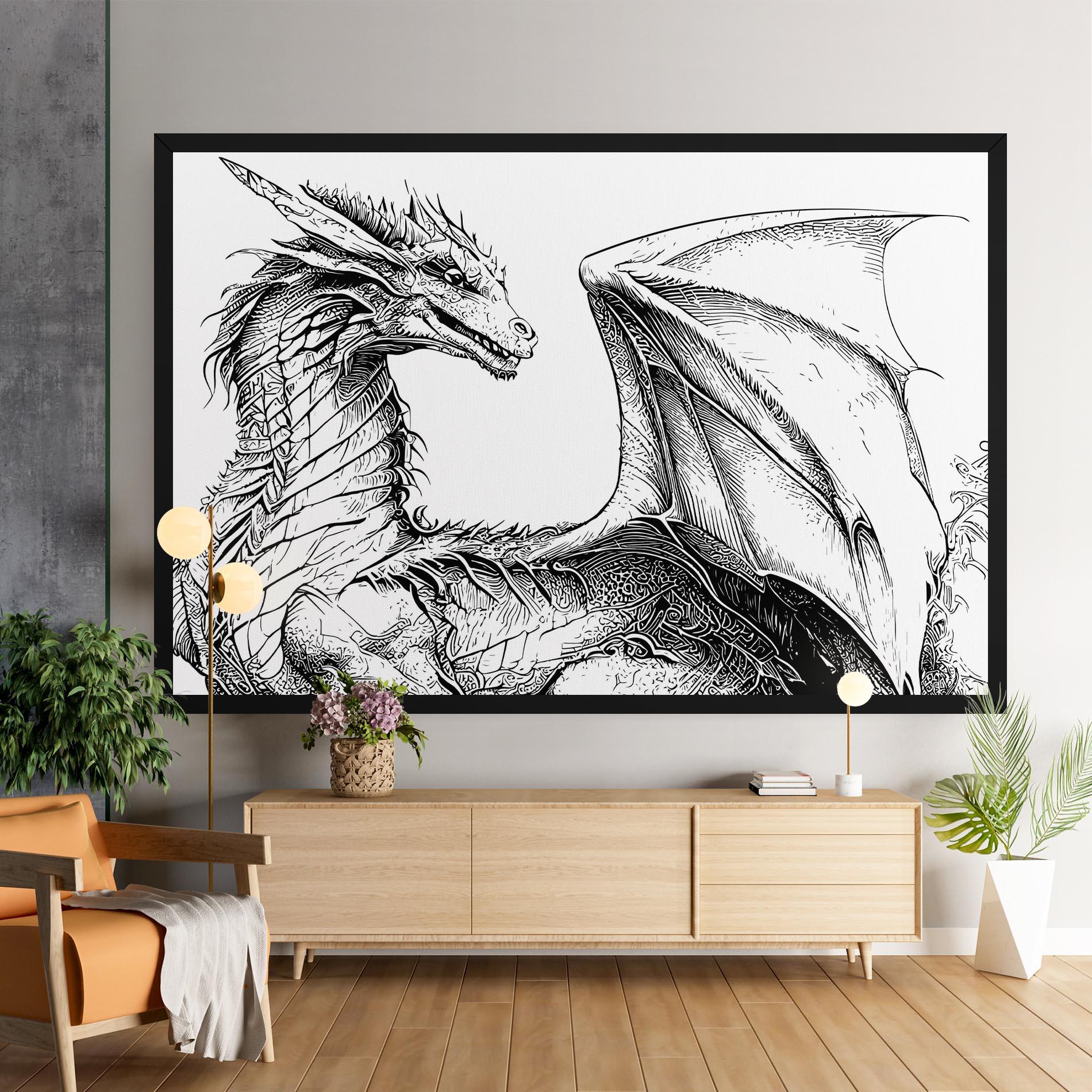 Leinwandbild Dragon Sketch mockup 9