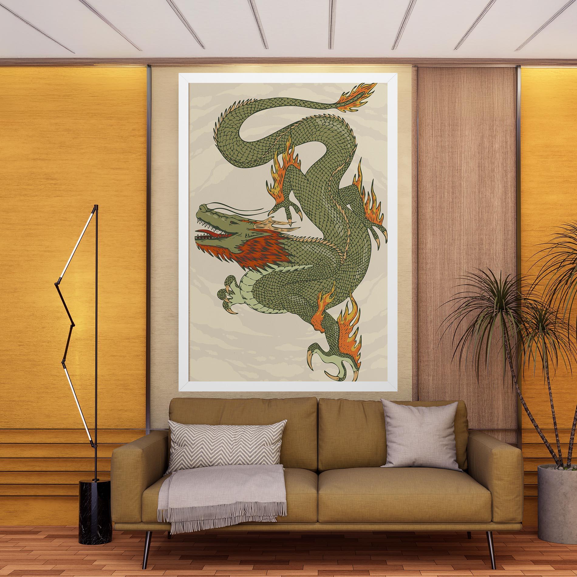 Leinwandbild Chinese Dragon Green mockup 9