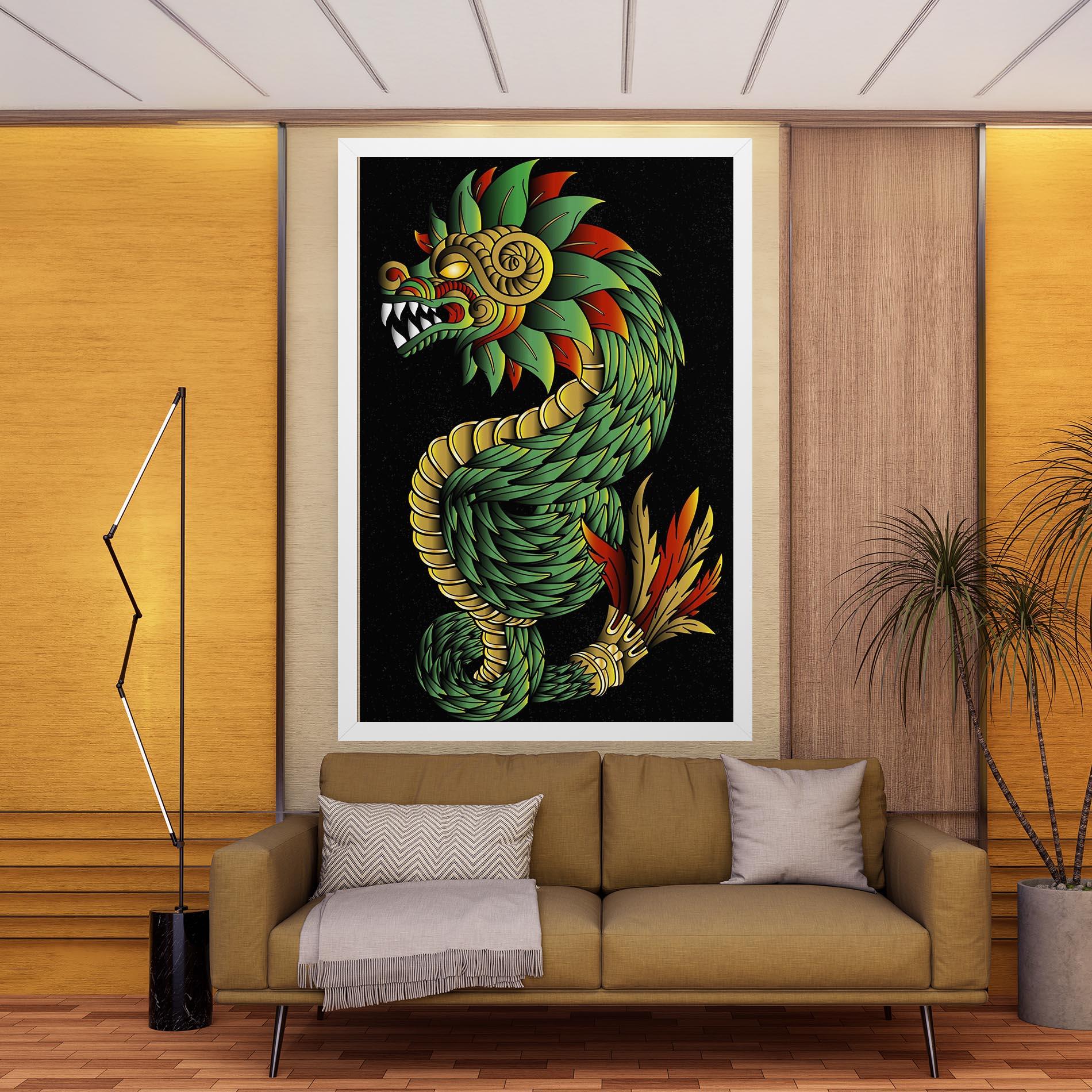 Leinwandbild Green Yellow Dragon mockup 9