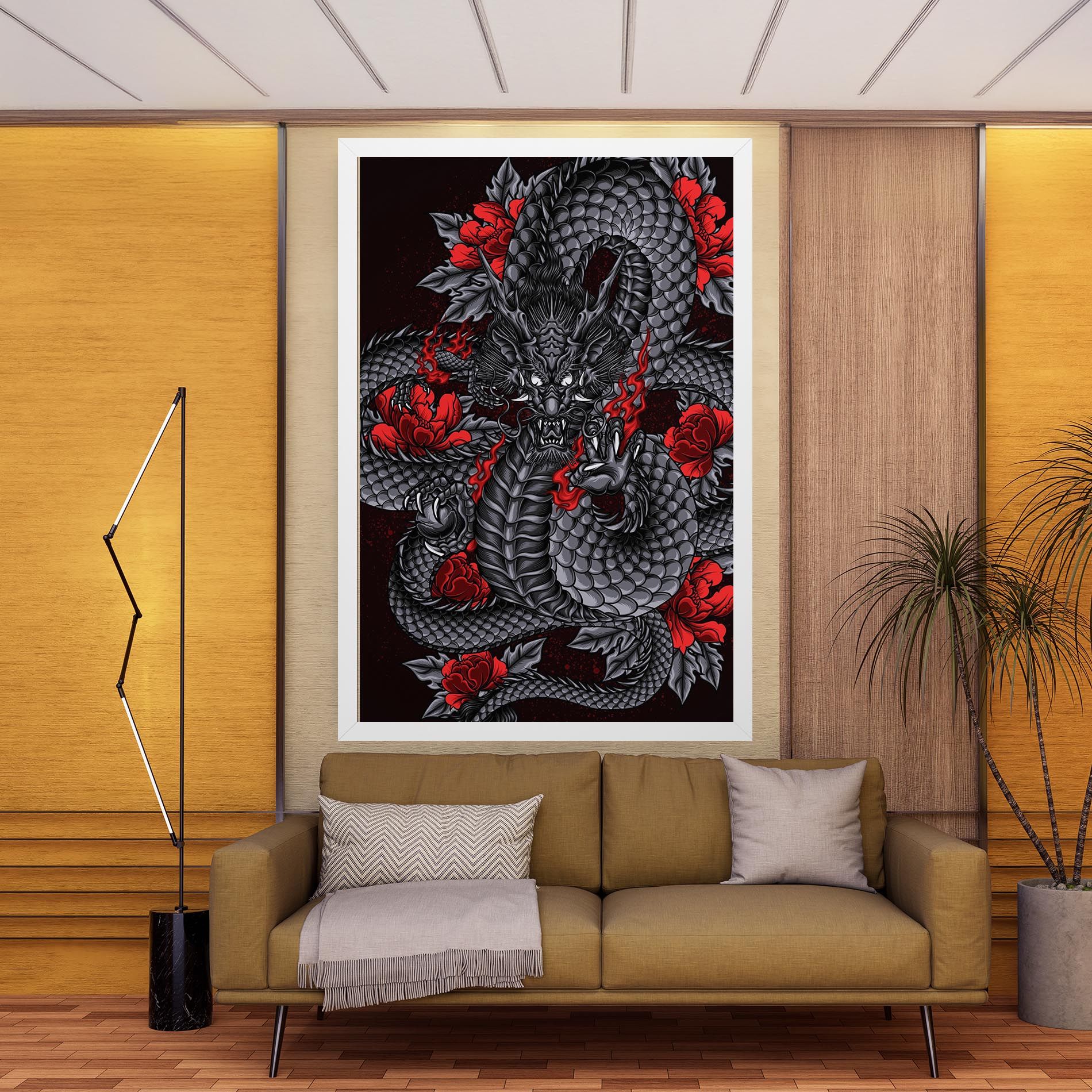 Red Flower Dragon mockup 9