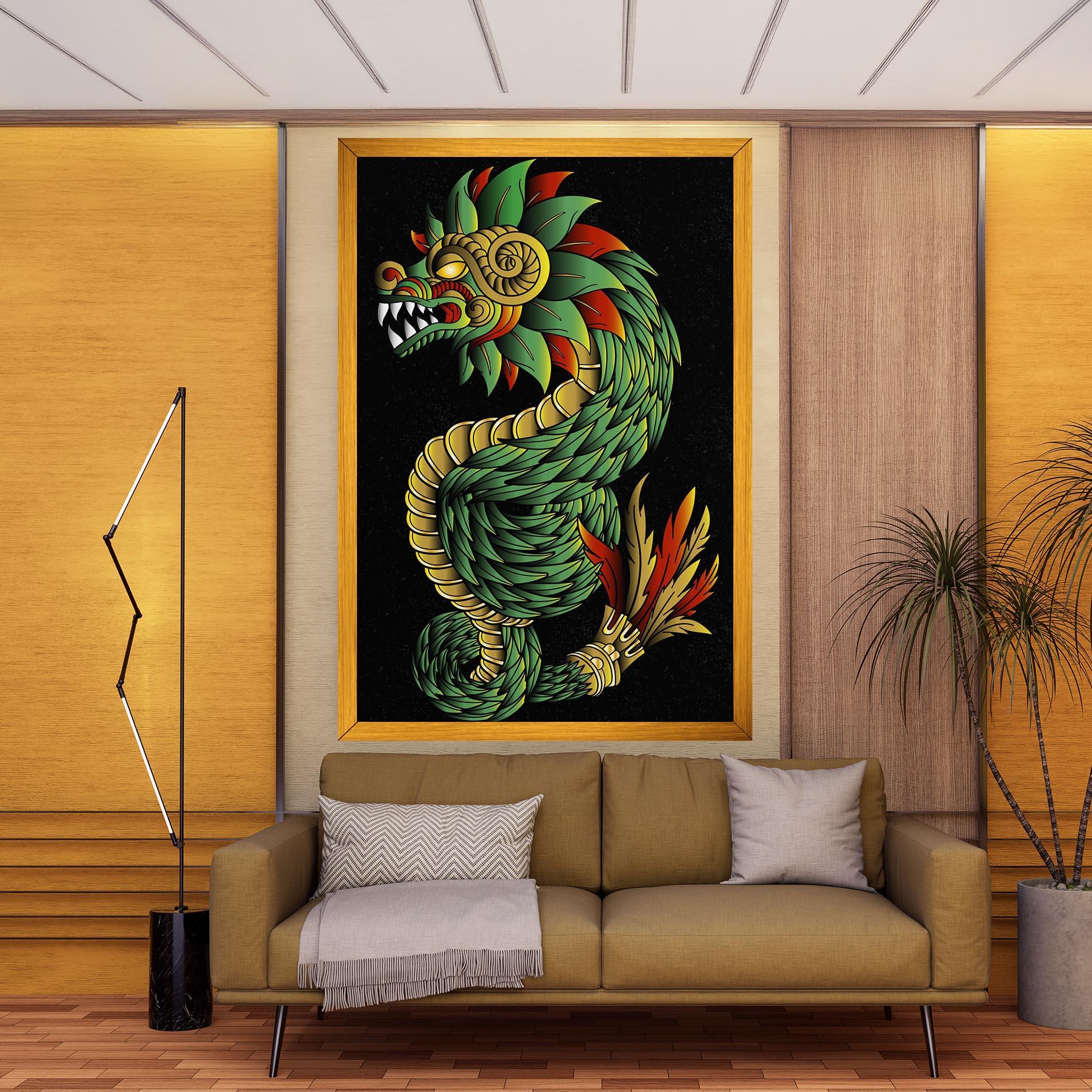 Leinwandbild Green Yellow Dragon mockup 9