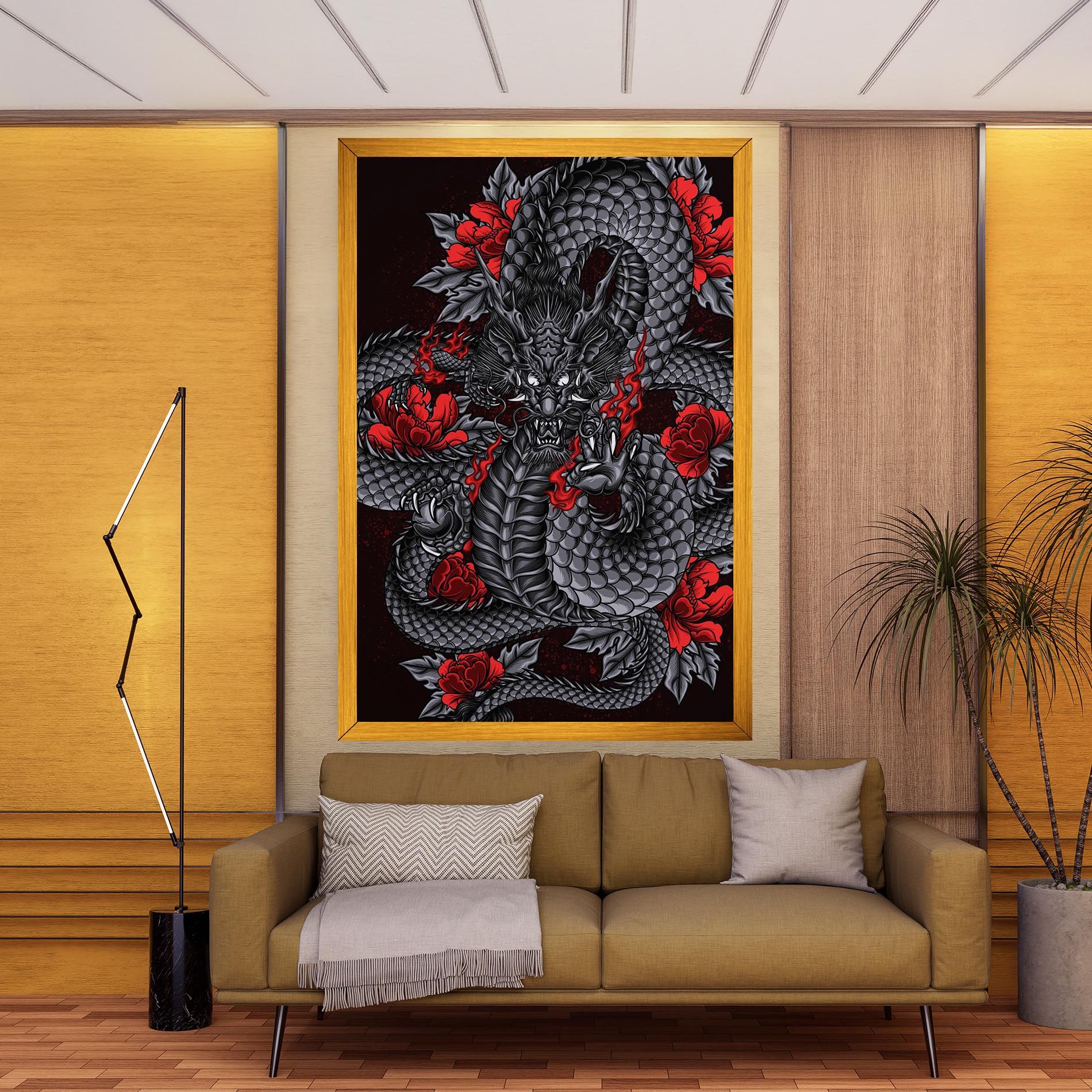 Red Flower Dragon mockup 9