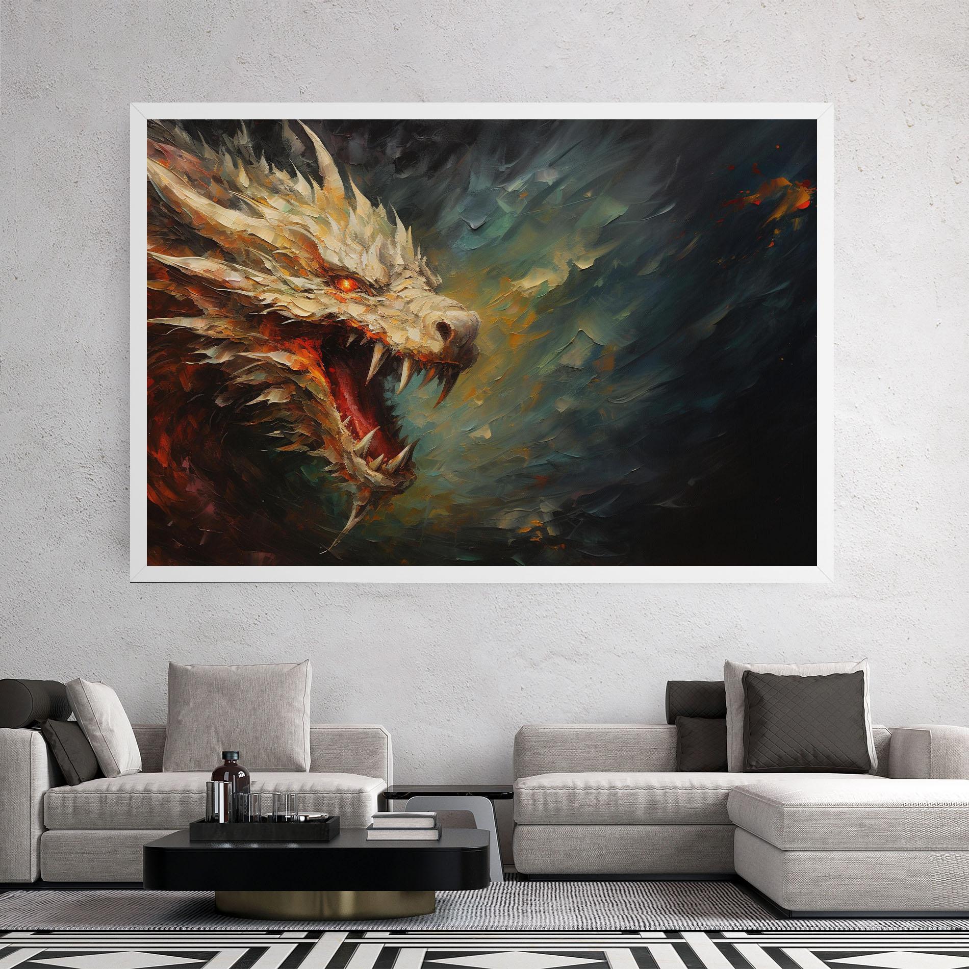 Leinwandbild Angry Dragon Painting mockup 2