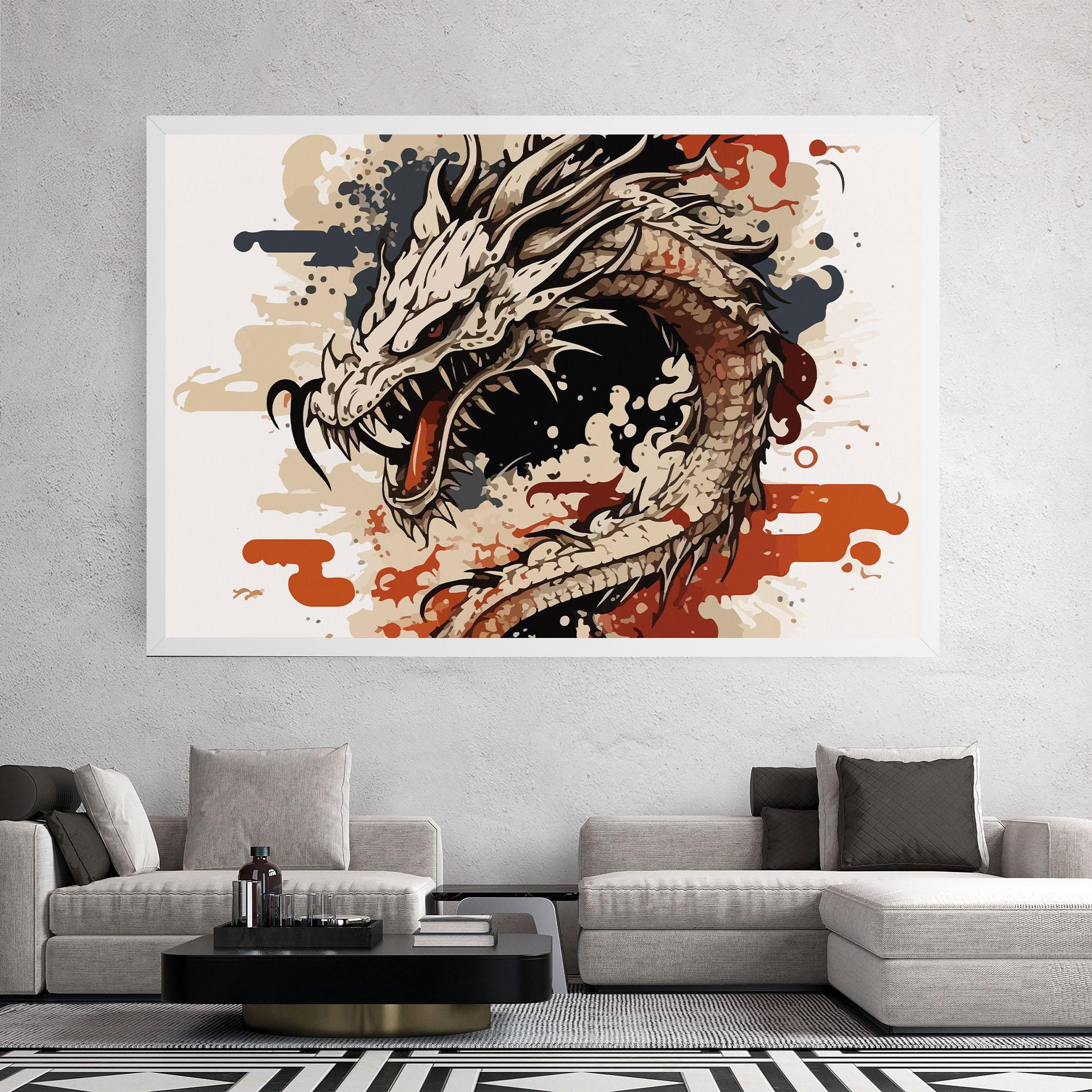 Leinwandbild Cream Dragon Art mockup 2