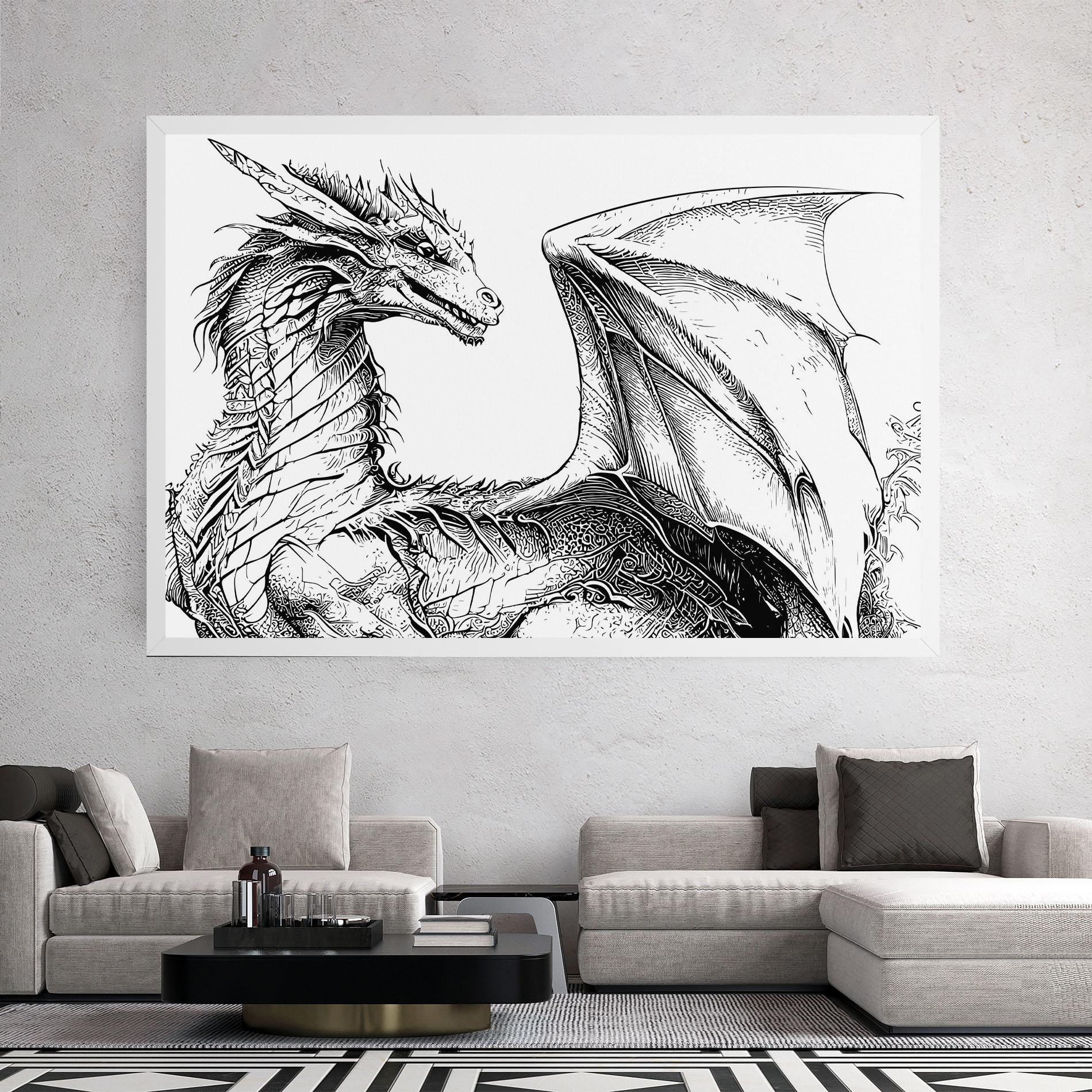 Leinwandbild Dragon Sketch mockup 2