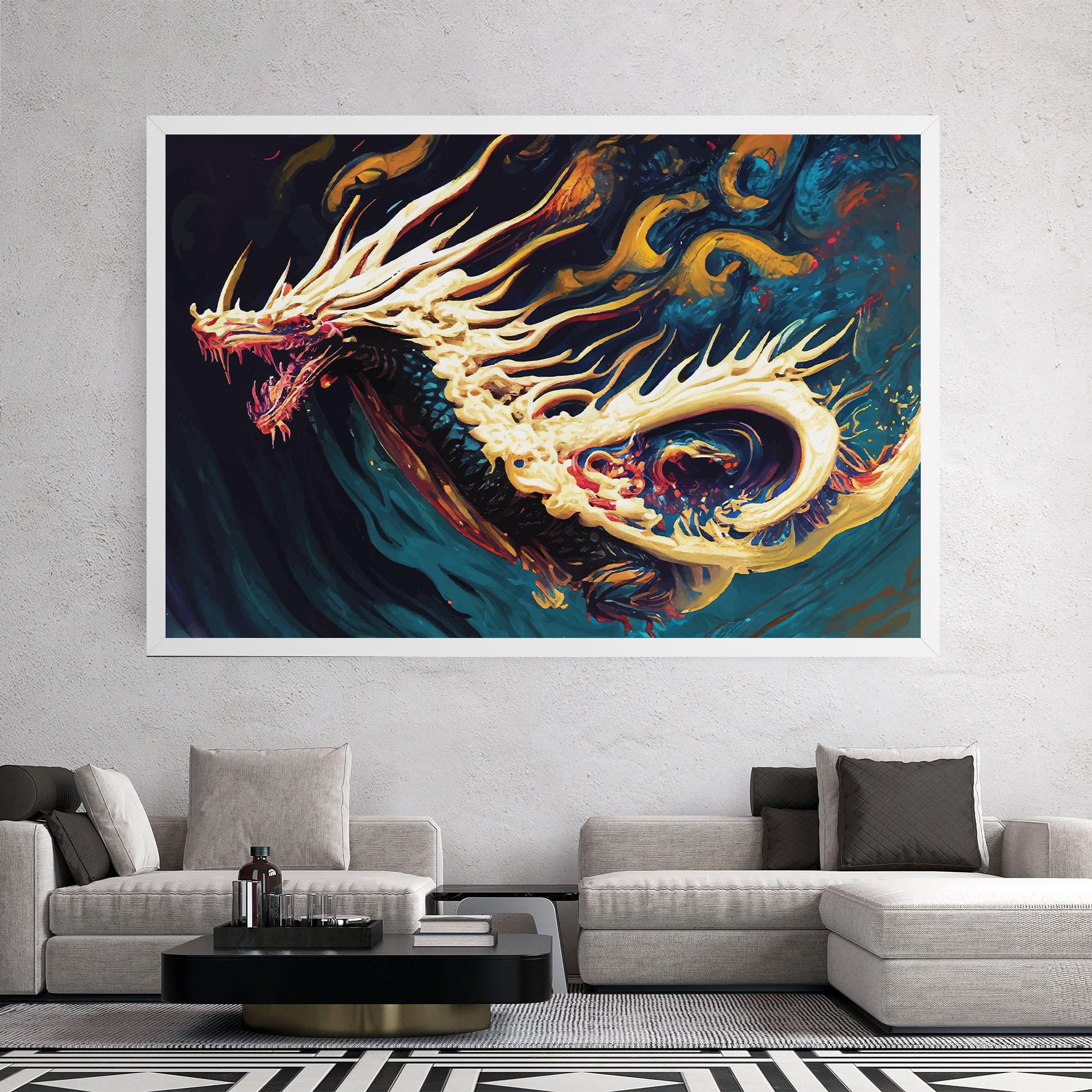 Leinwandbild Flying Acrylic Dragon mockup 2