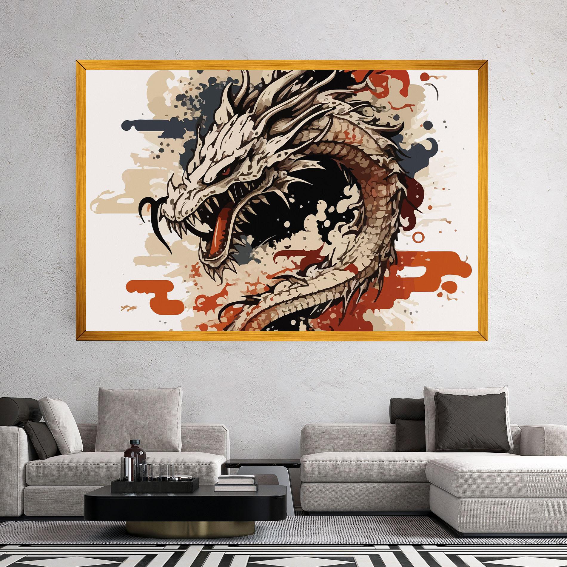 Leinwandbild Cream Dragon Art mockup 2