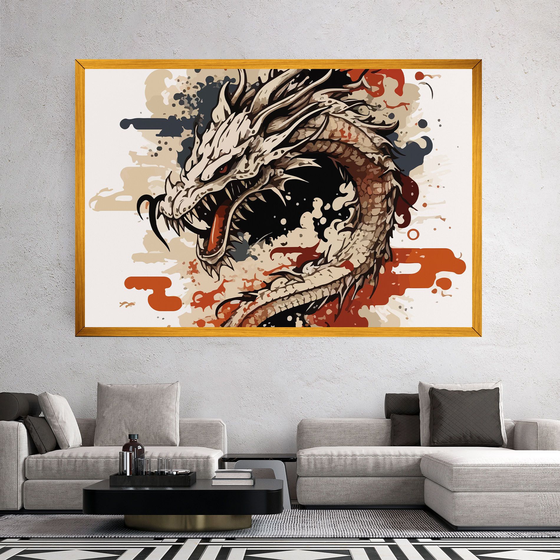 Cream Dragon Art mockup 2