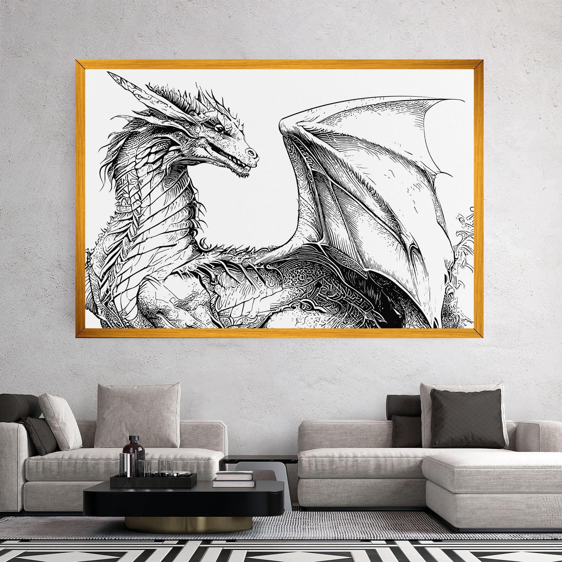 Leinwandbild Dragon Sketch mockup 2