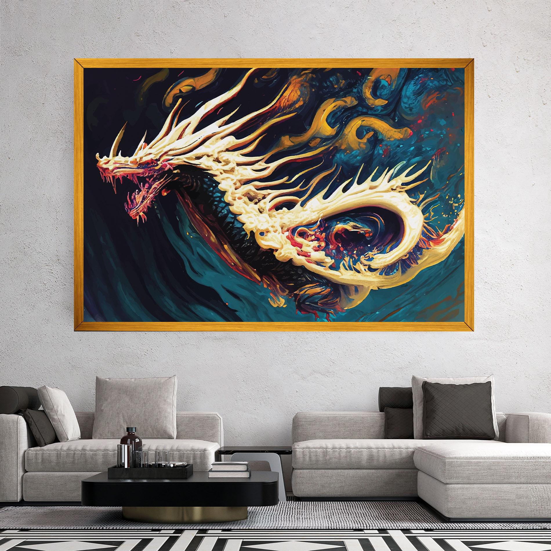 Leinwandbild Flying Acrylic Dragon mockup 2