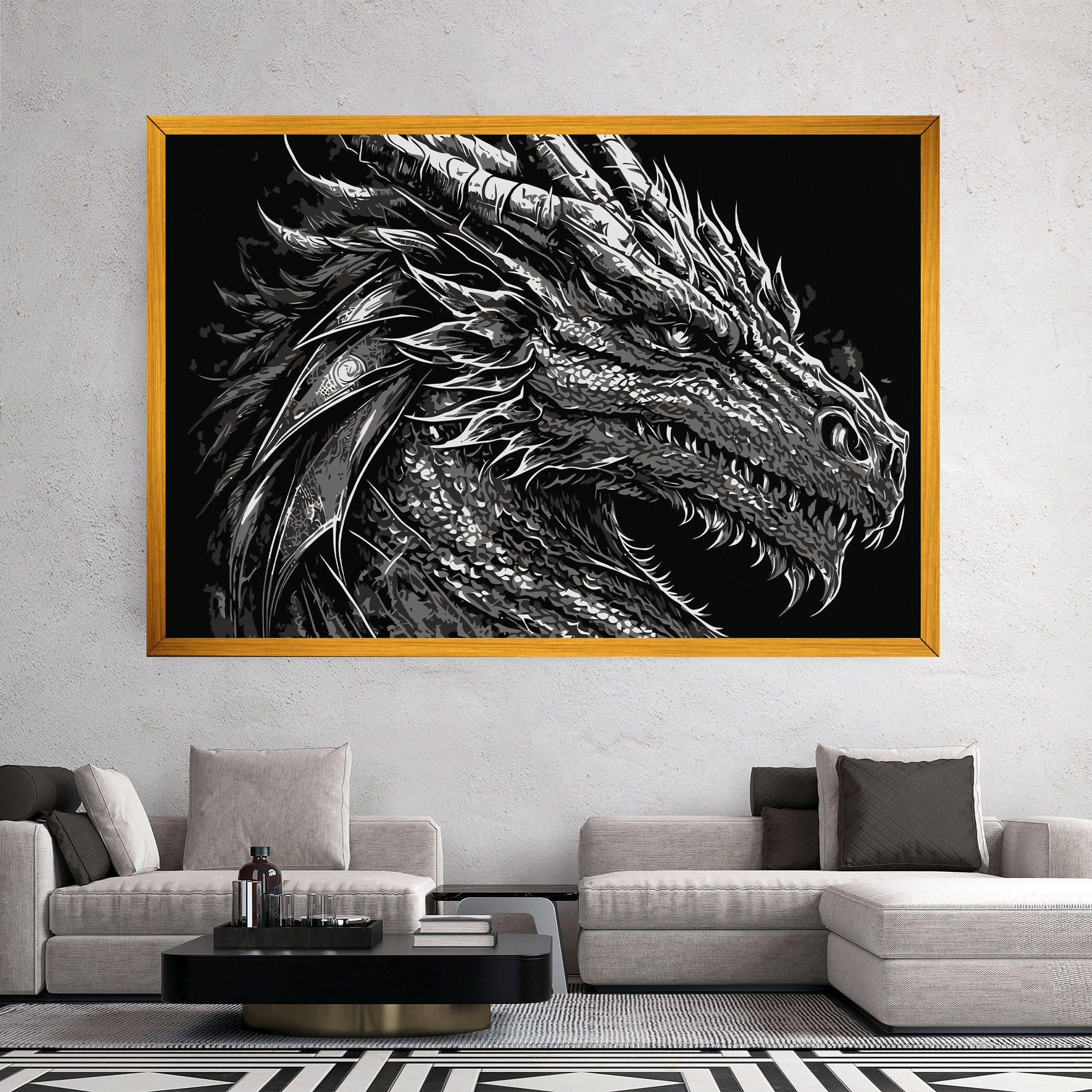 Grey White Dragon mockup 2