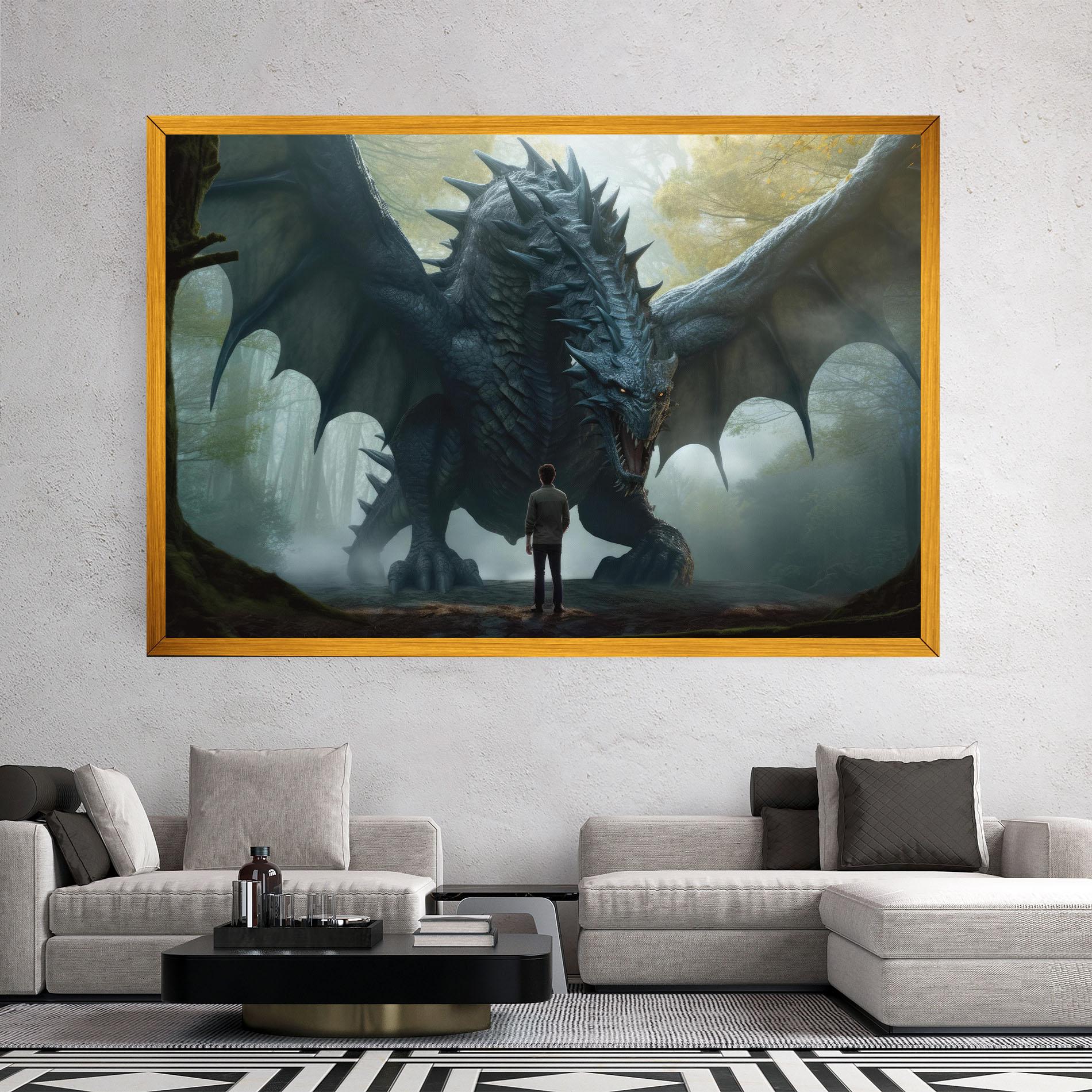 Leinwandbild Huge Dragon Fantasy mockup 2