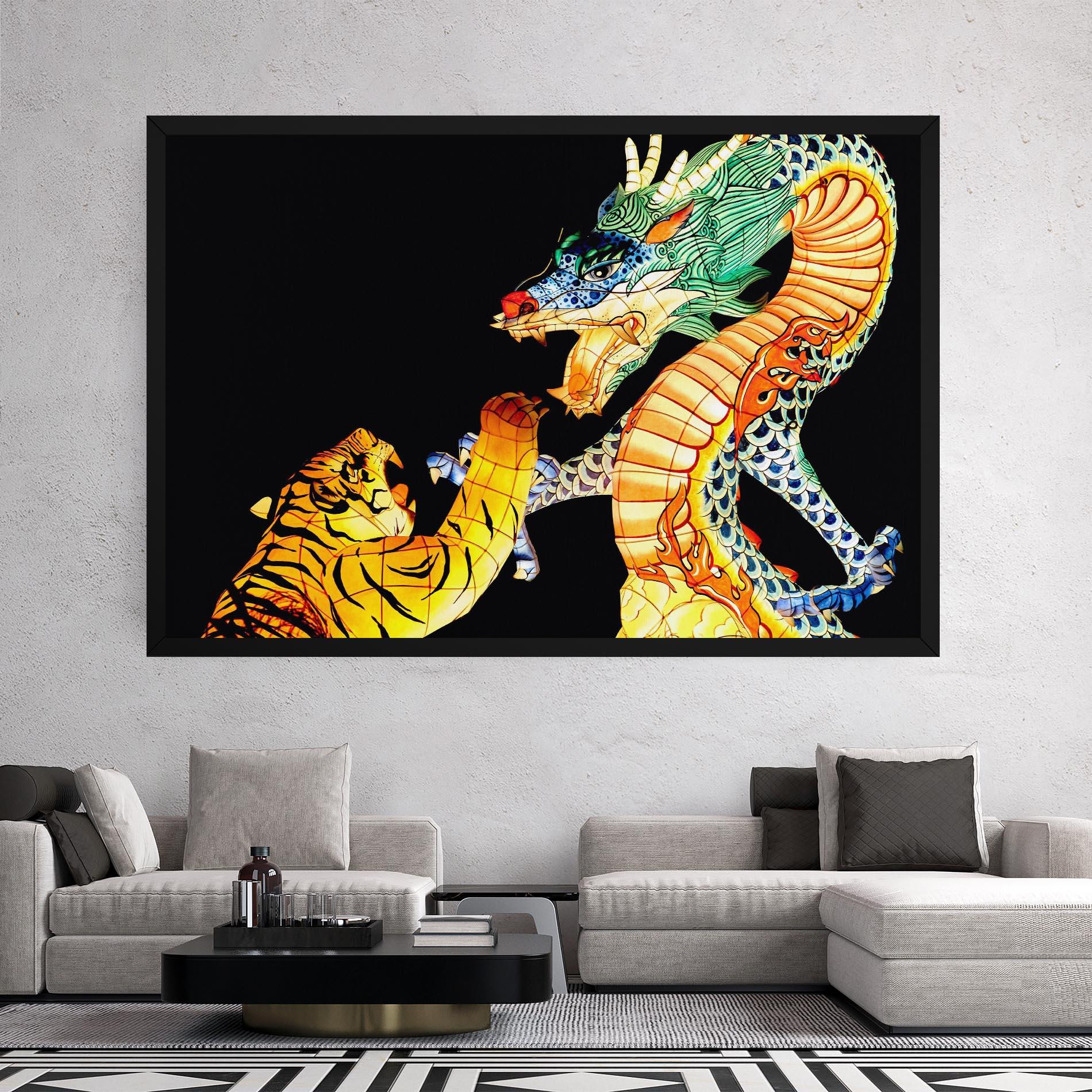 Leinwandbild Chinese Dragon And Tiger mockup 2