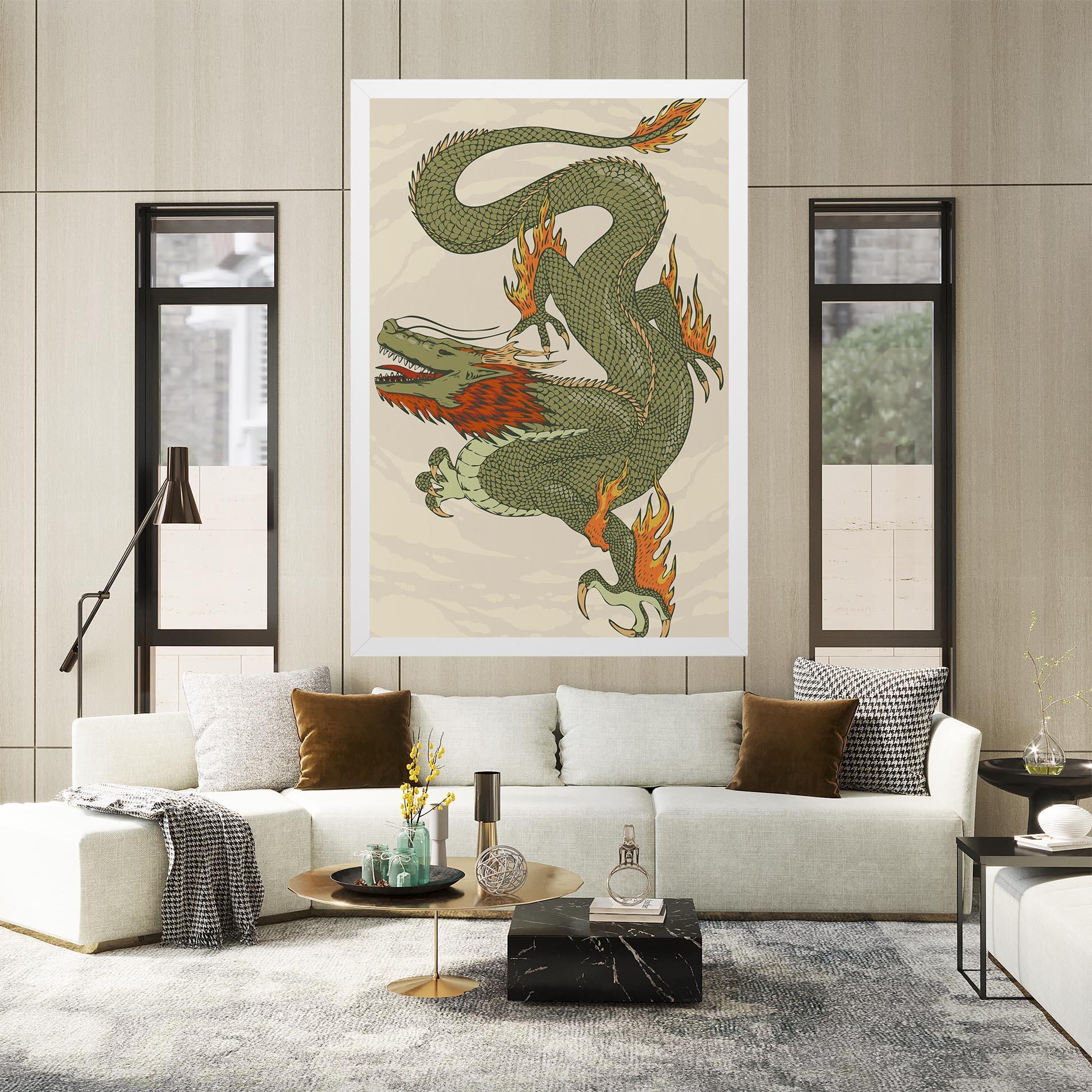 Leinwandbild Chinese Dragon Green mockup 2