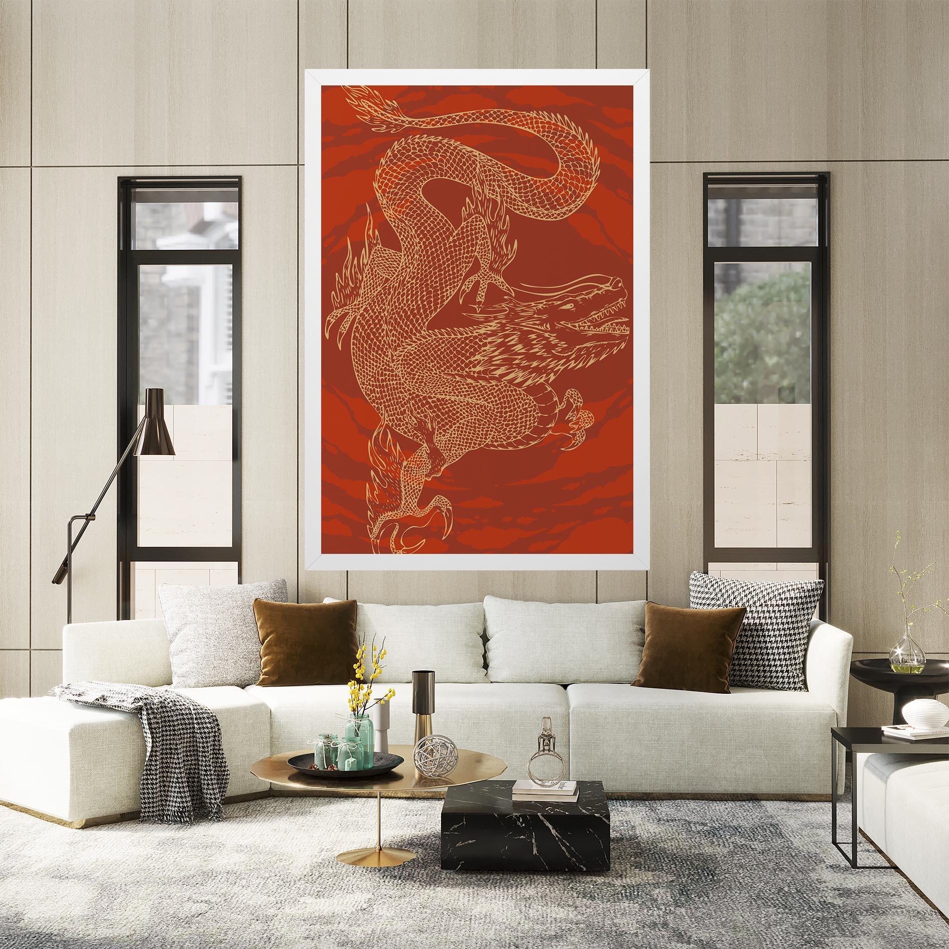 Leinwandbild Chinese Dragon Red mockup 2