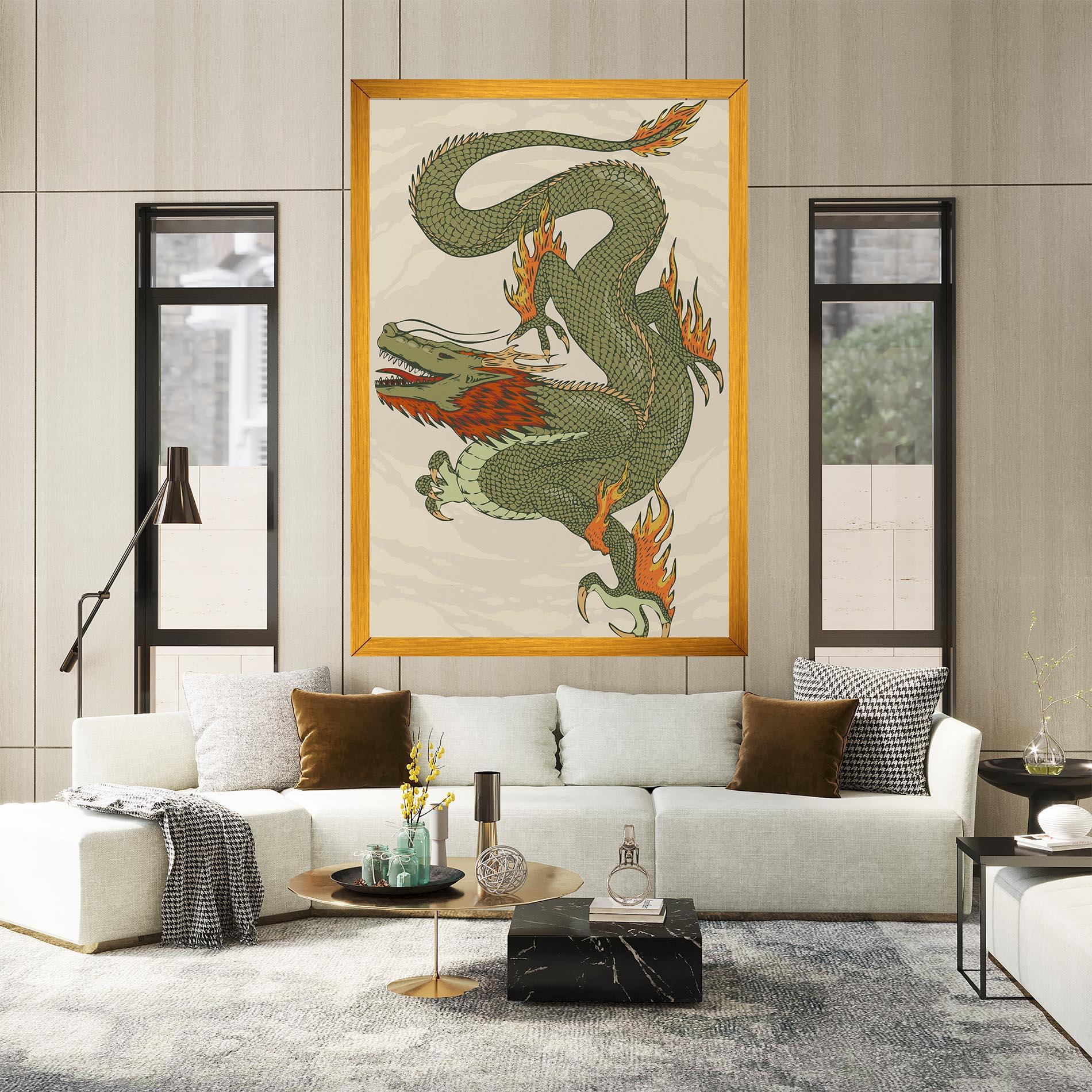 Leinwandbild Chinese Dragon Green mockup 2