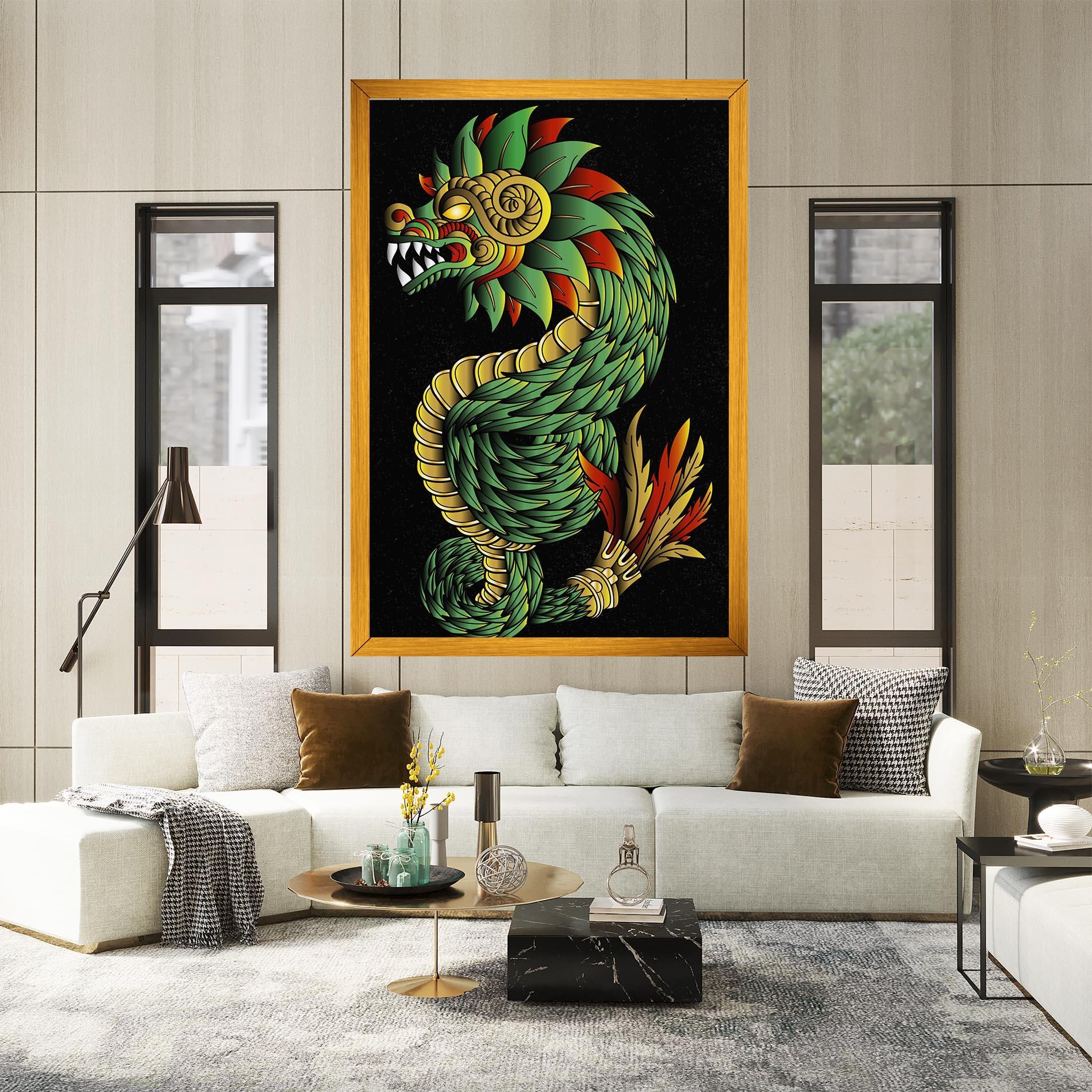 Leinwandbild Green Yellow Dragon mockup 2