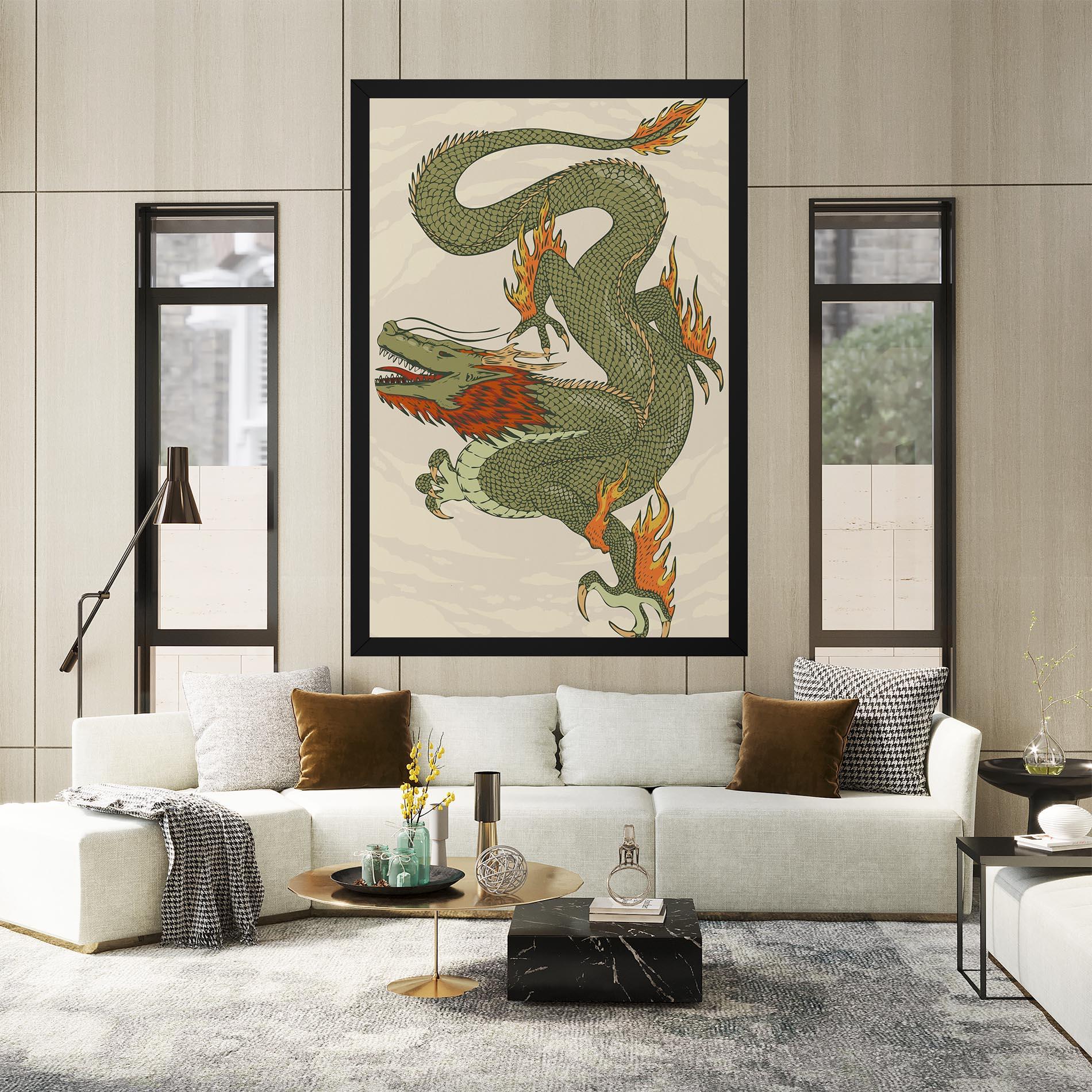 Leinwandbild Chinese Dragon Green mockup 2