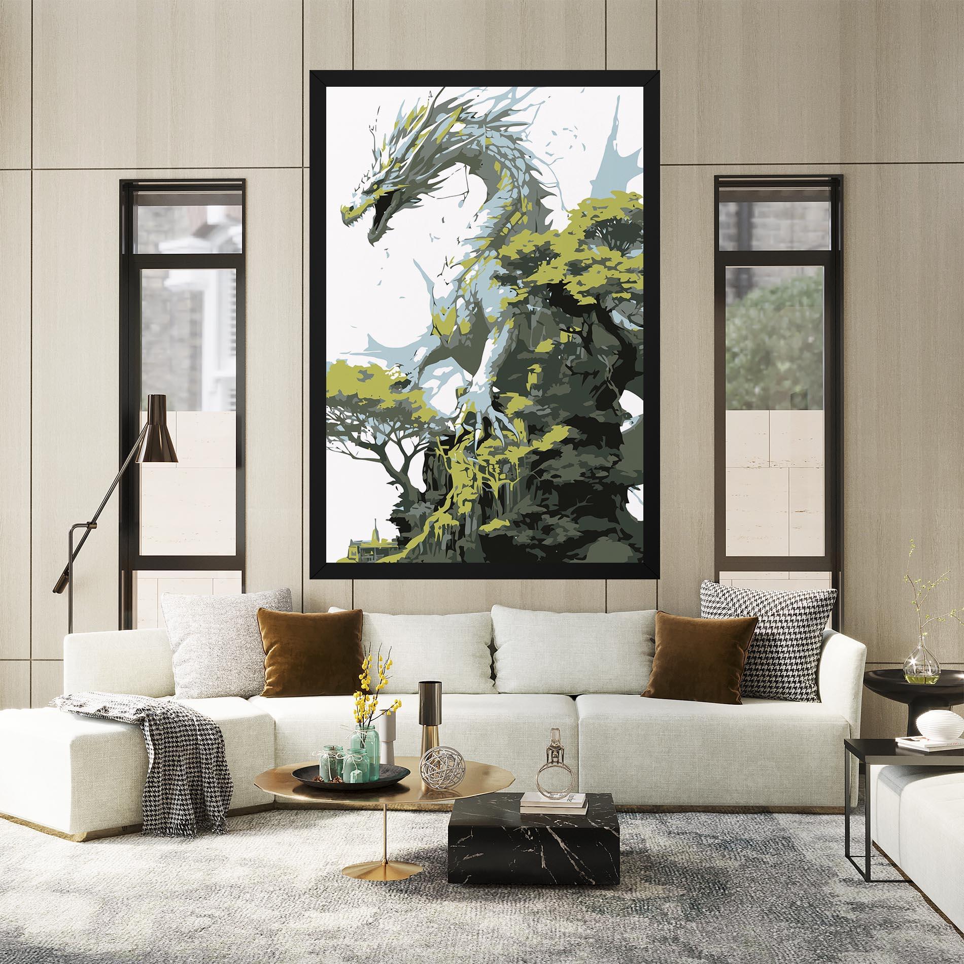 Leinwandbild Grey Nature Dragon mockup 2