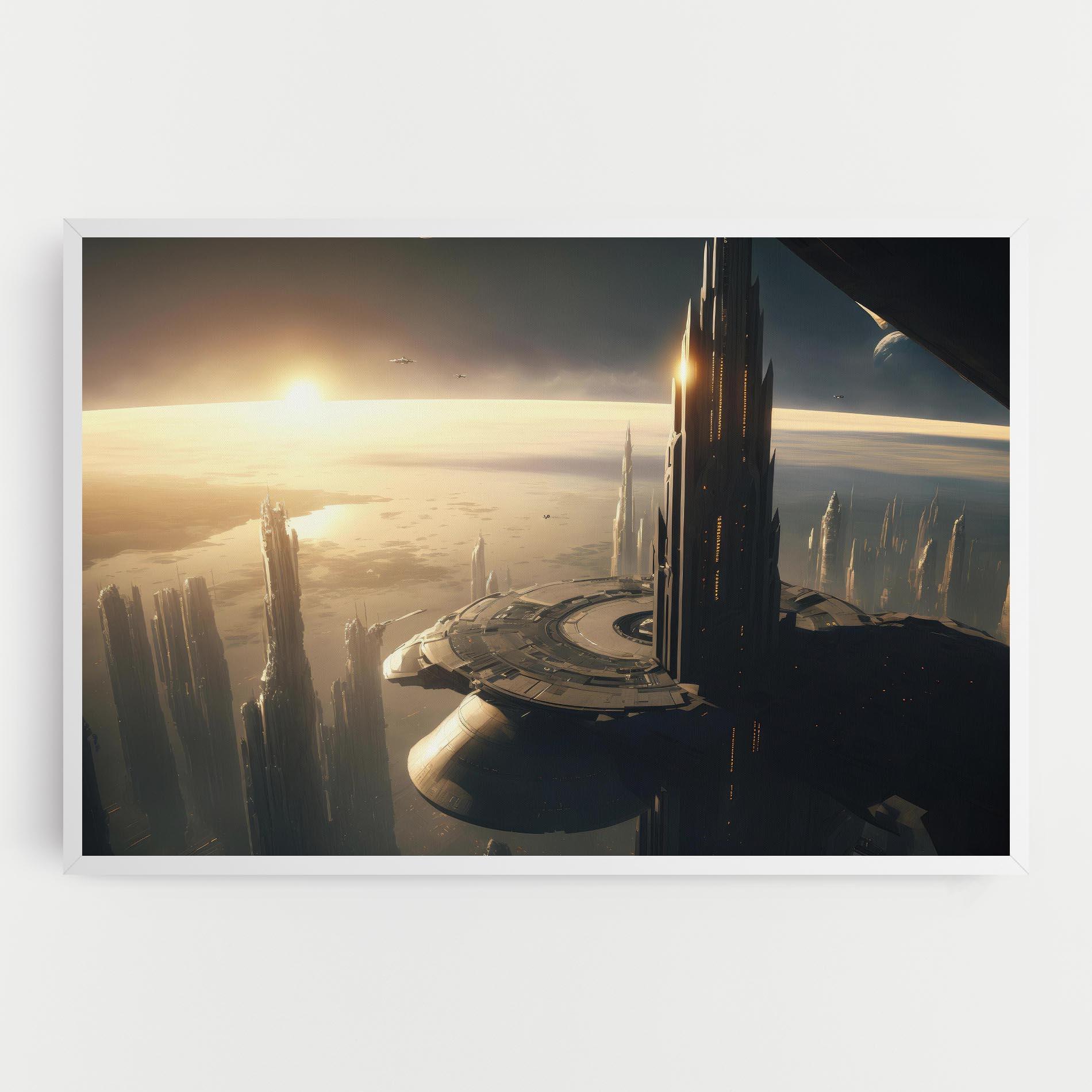 Leinwandbild Fantasy Futuristic Cityscape mockup 0