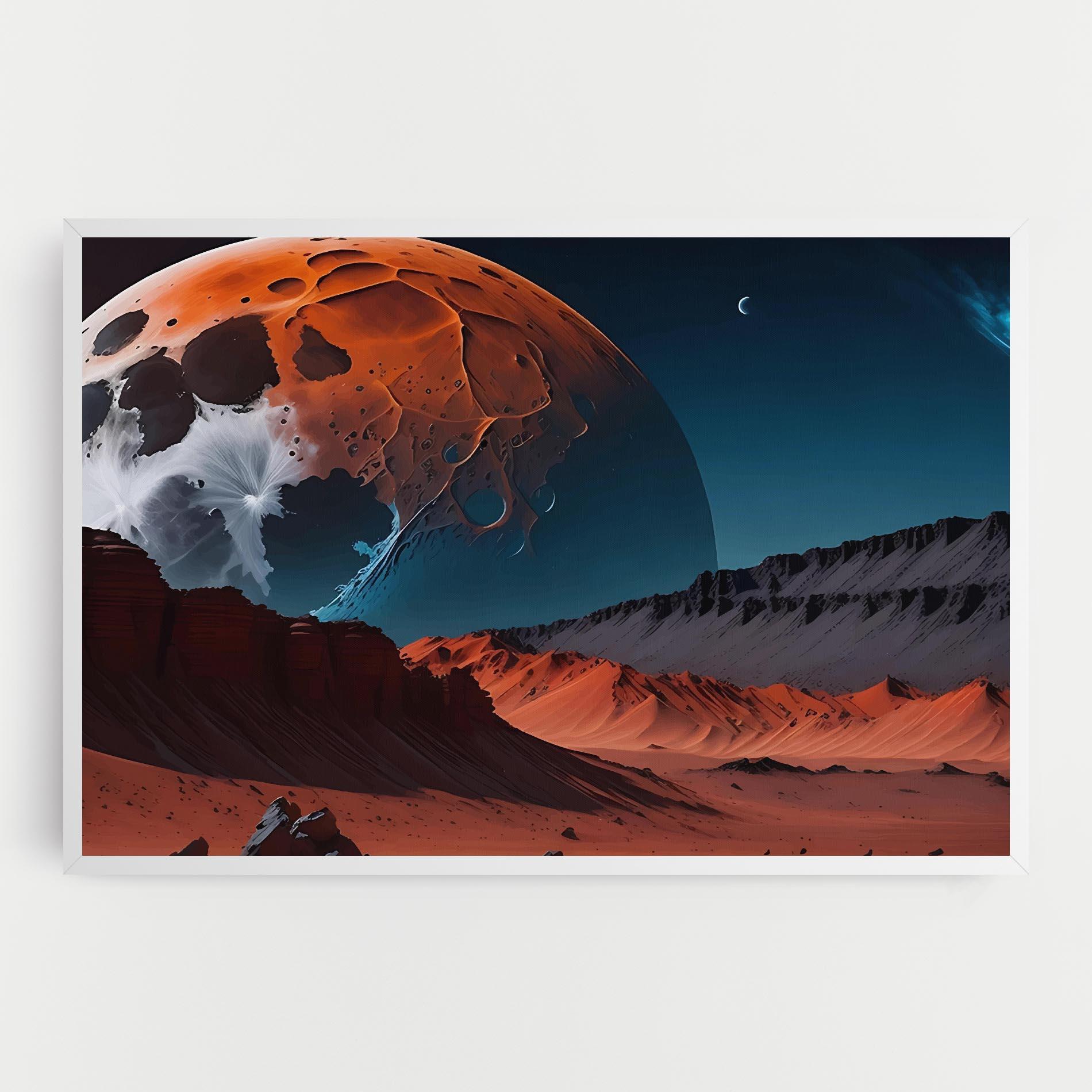 Leinwandbild Grey Orange Moon Art mockup 0