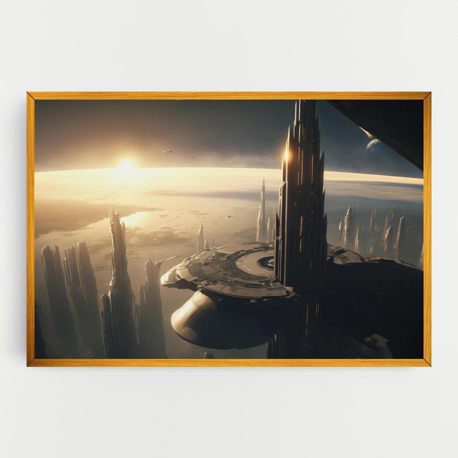 Leinwandbild Fantasy Futuristic Cityscape mockup 0