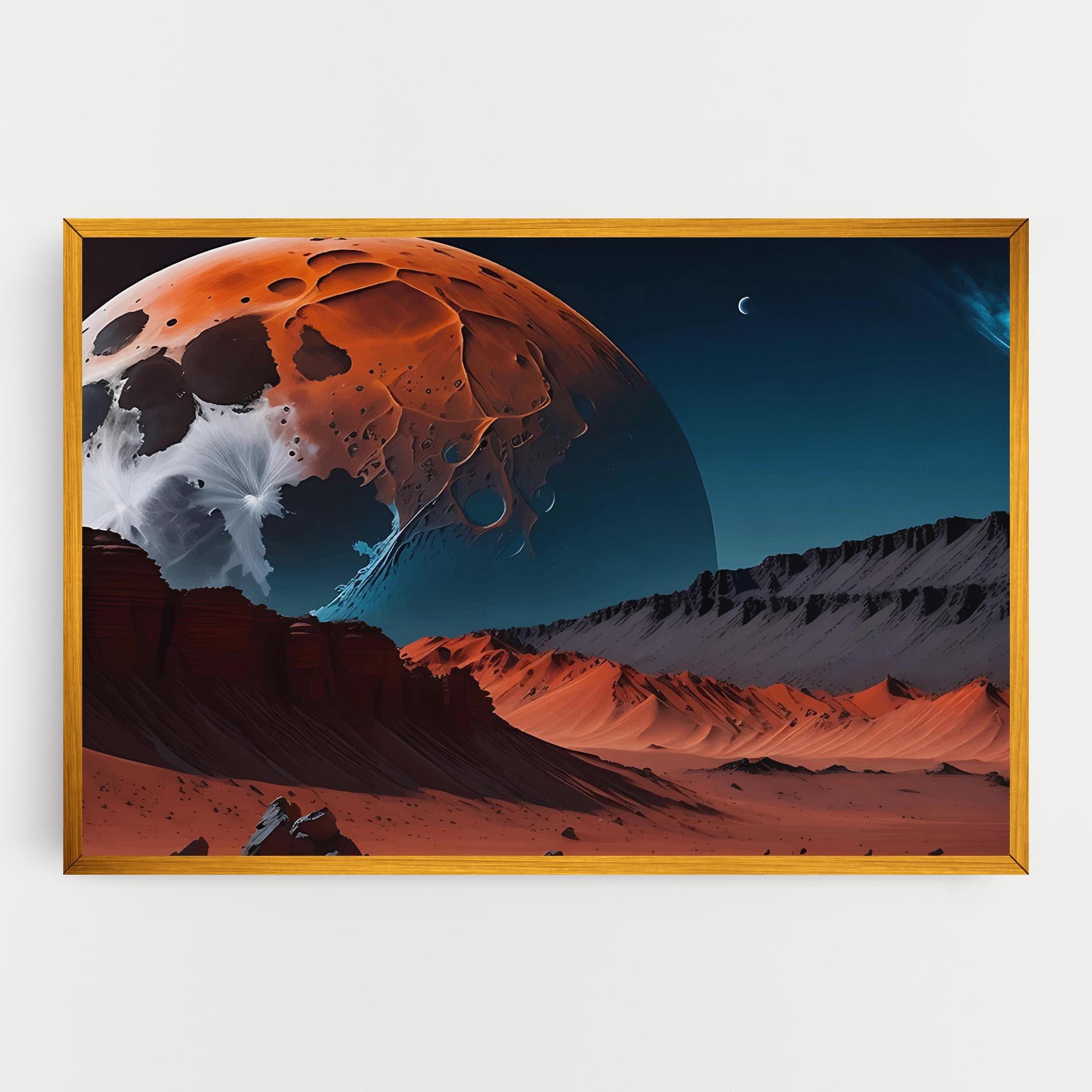 Leinwandbild Grey Orange Moon Art mockup 0