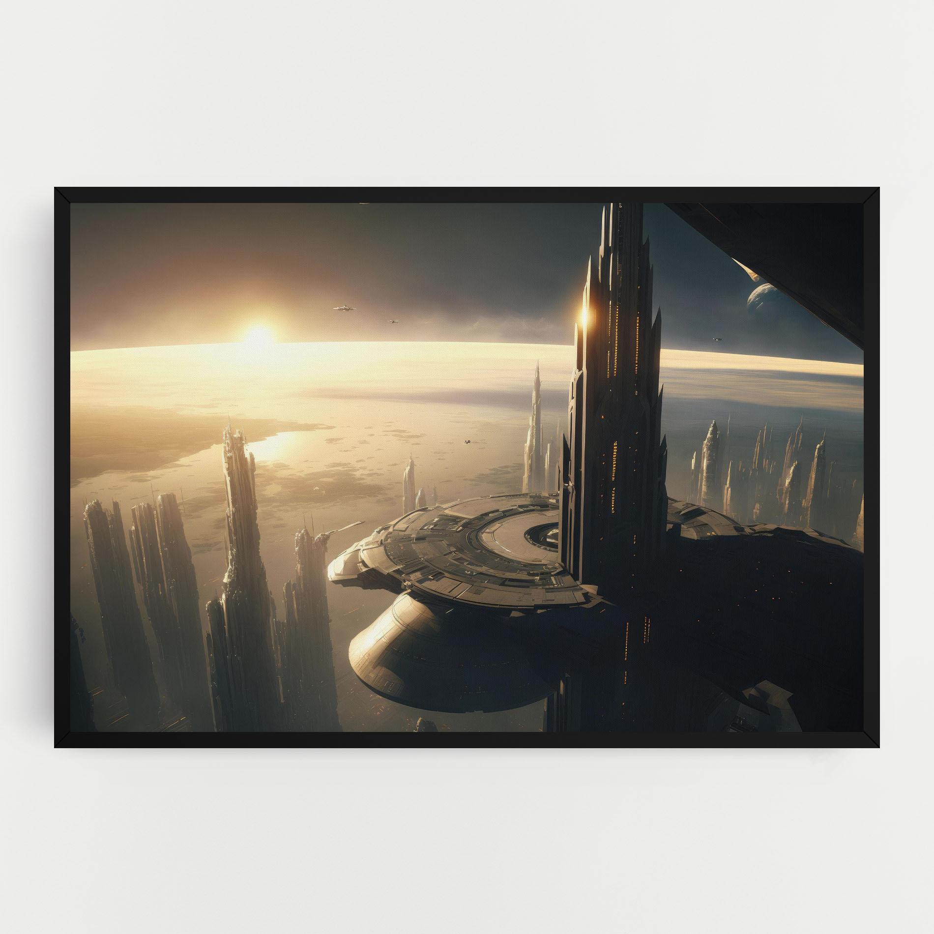 Leinwandbild Fantasy Futuristic Cityscape mockup 0