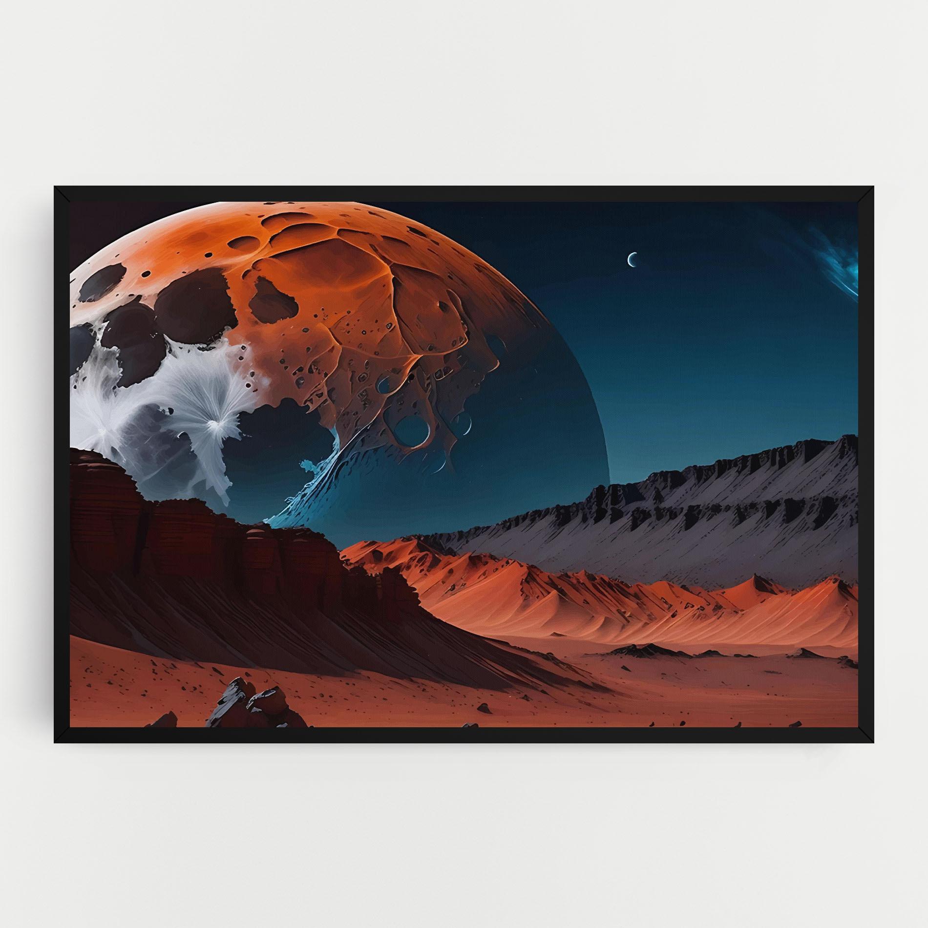 Leinwandbild Grey Orange Moon Art mockup 0