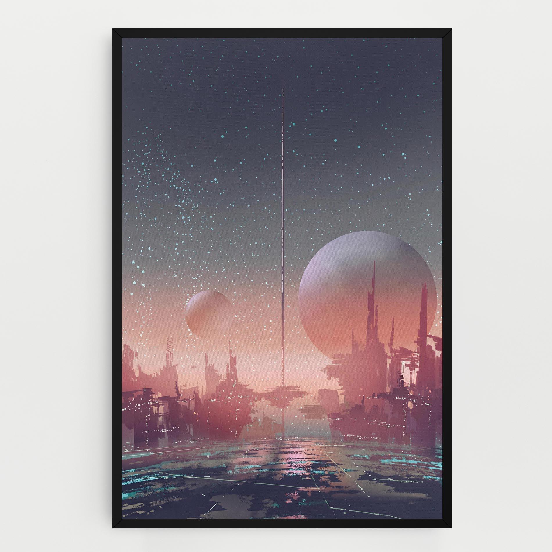 Leinwandbild Futuristic Alien Buildings mockup 0