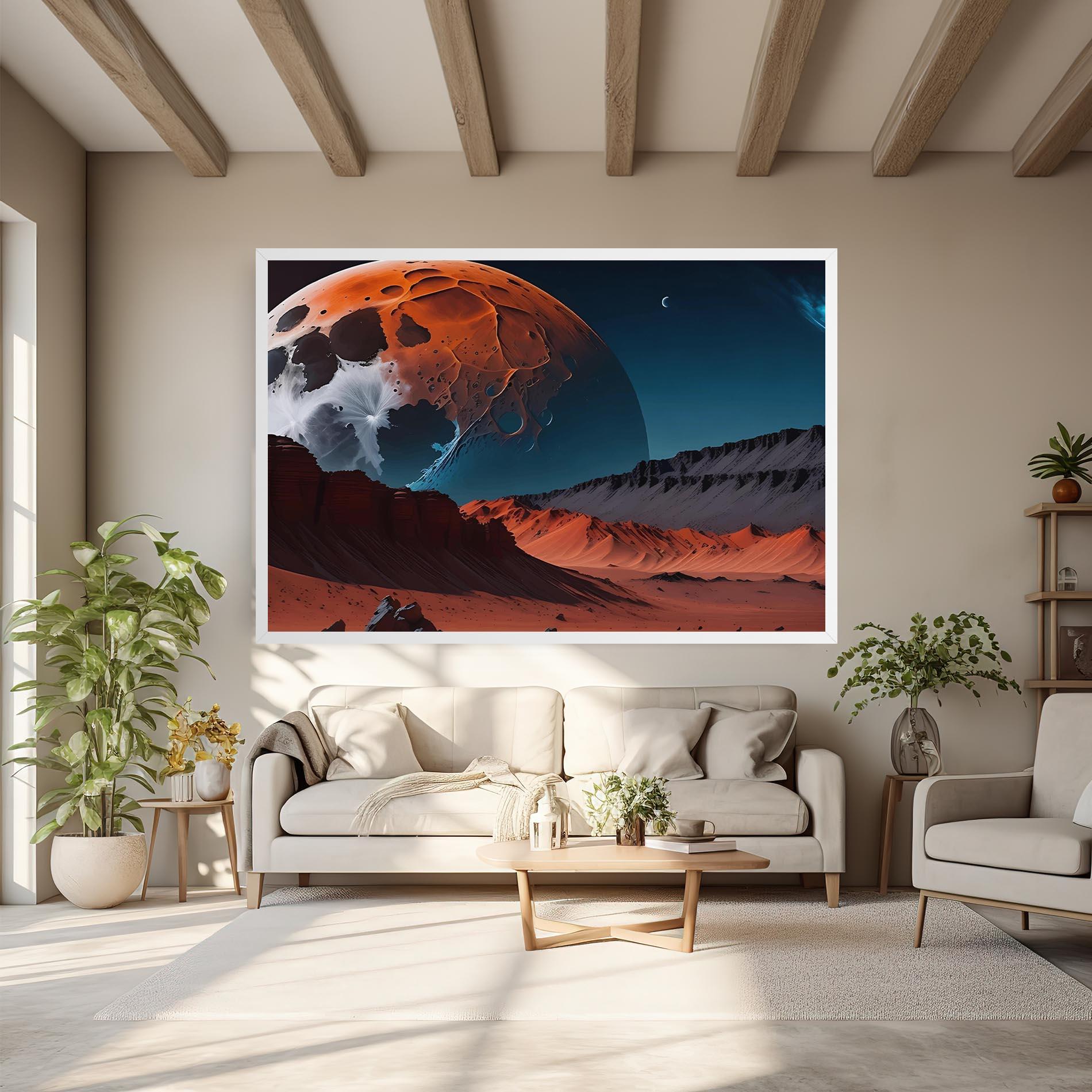 Leinwandbild Grey Orange Moon Art mockup 6