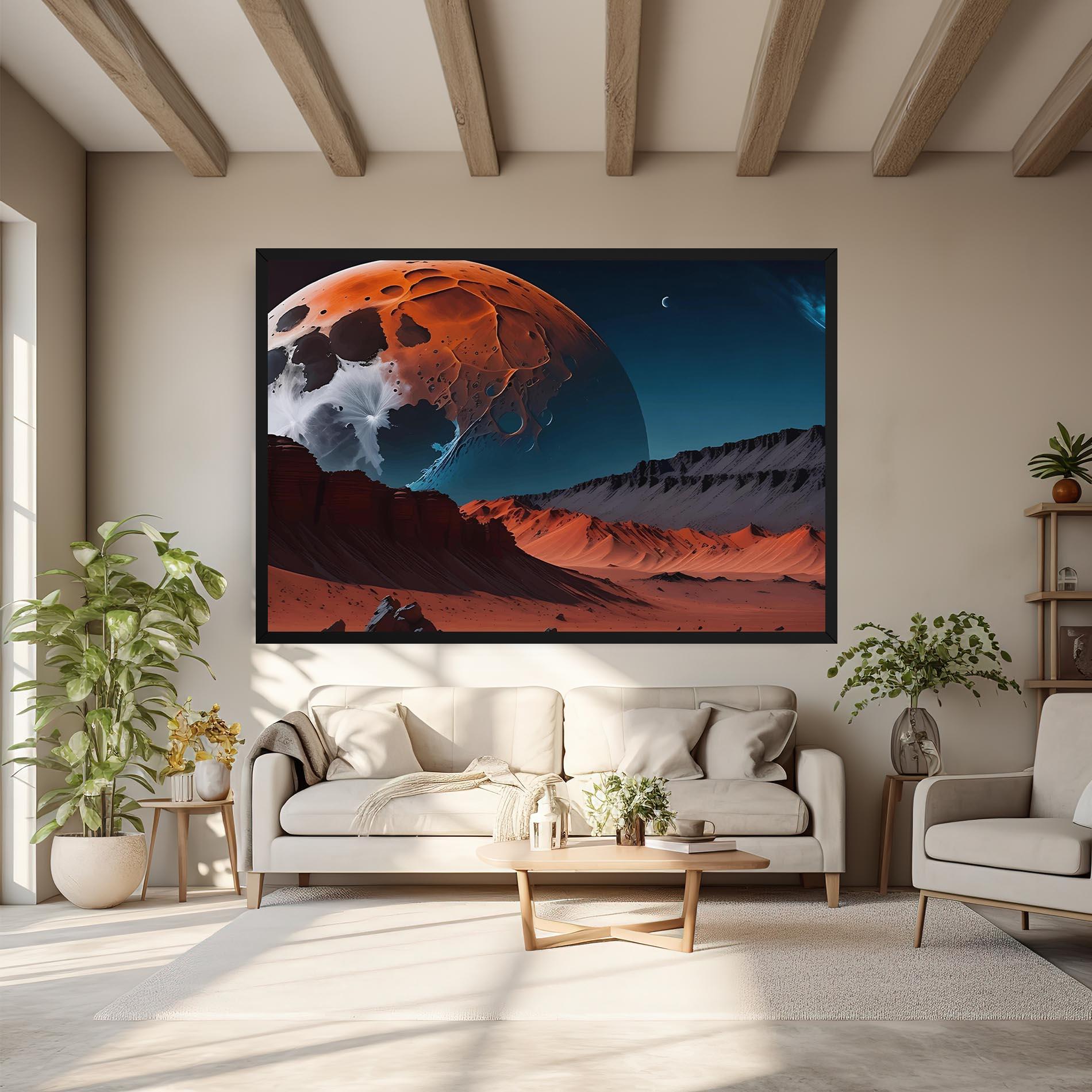 Leinwandbild Grey Orange Moon Art mockup 6