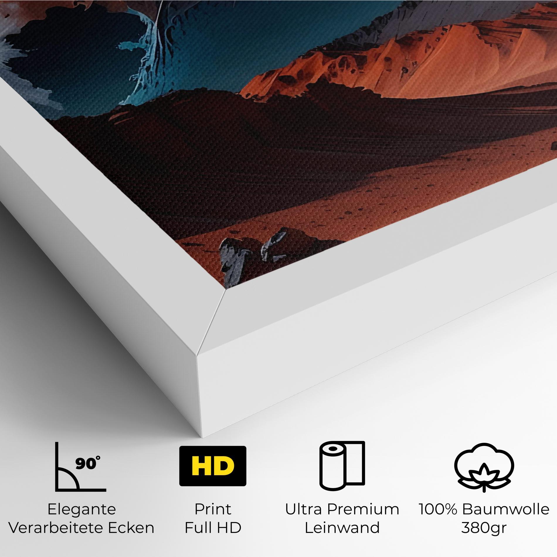 Leinwandbild Grey Orange Moon Art mockup 4