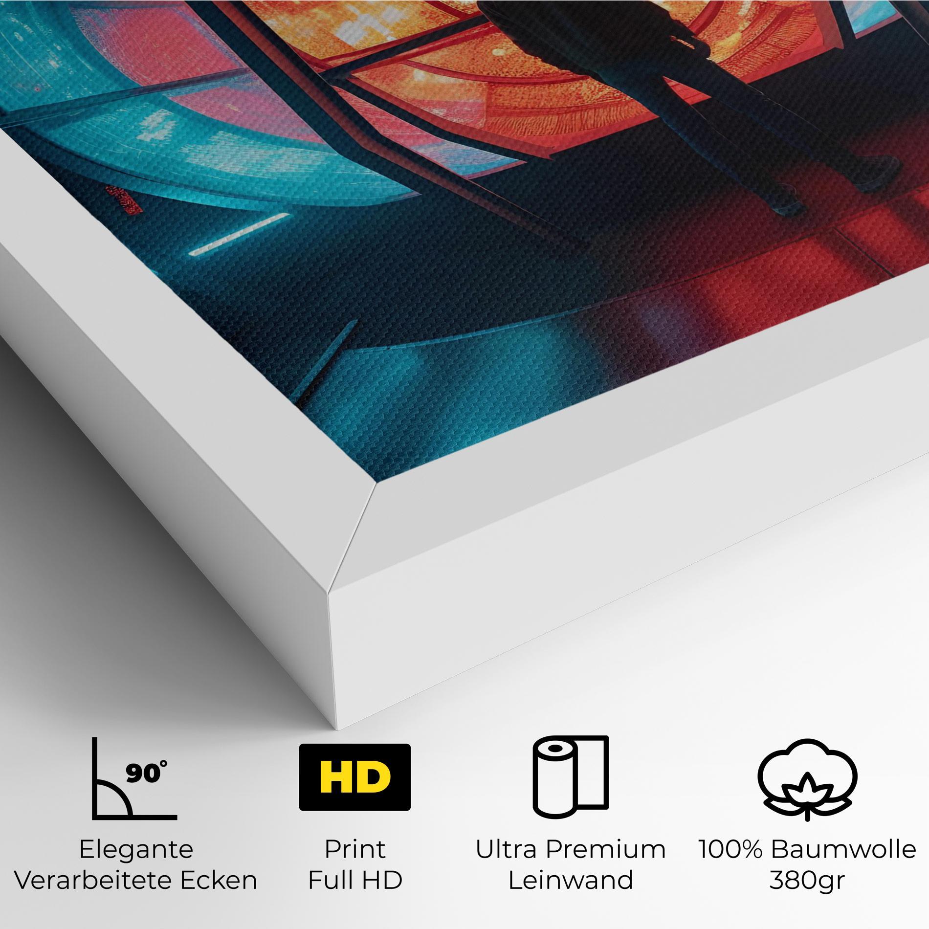 Leinwandbild Tunnel Red Blue Light mockup 4