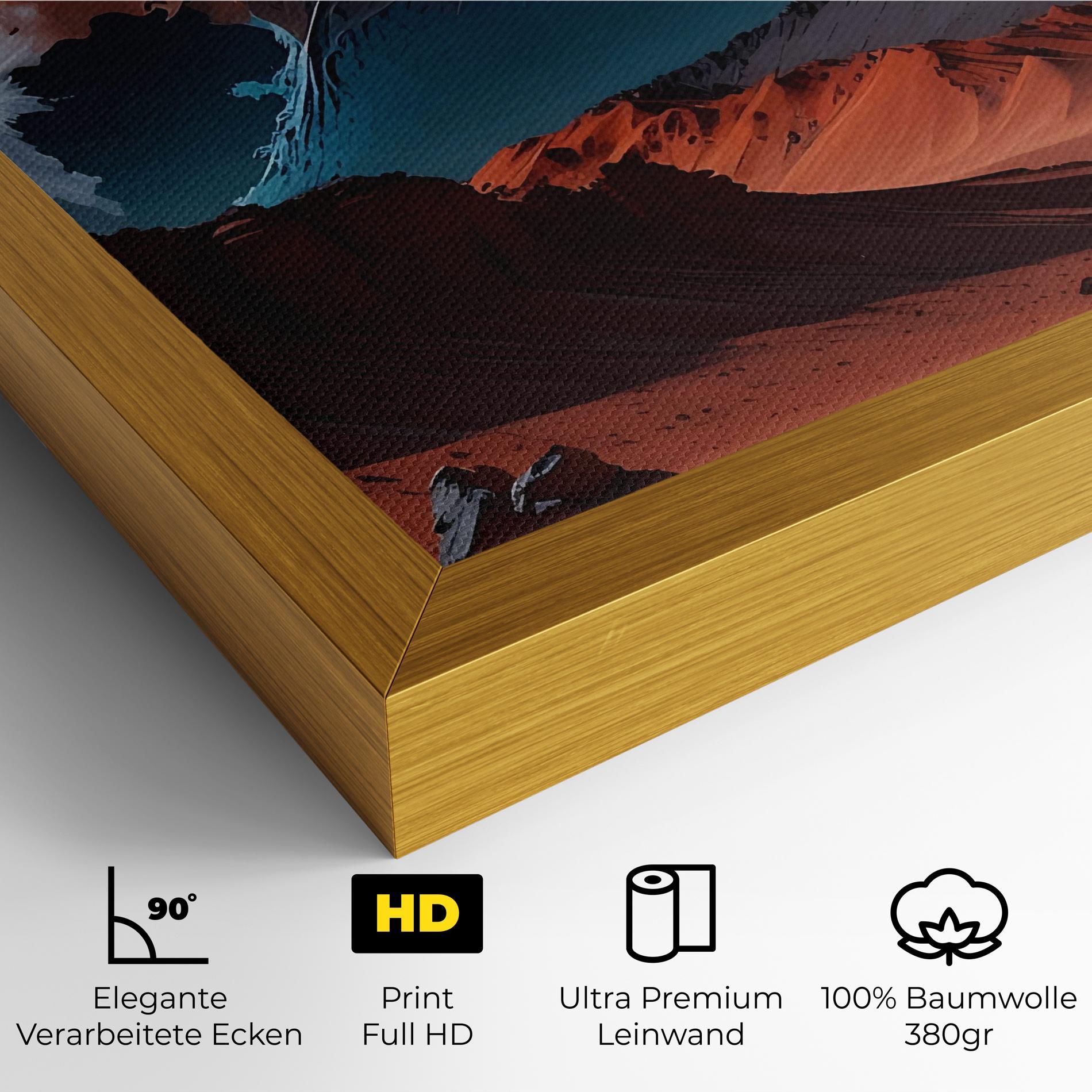 Leinwandbild Grey Orange Moon Art mockup 4